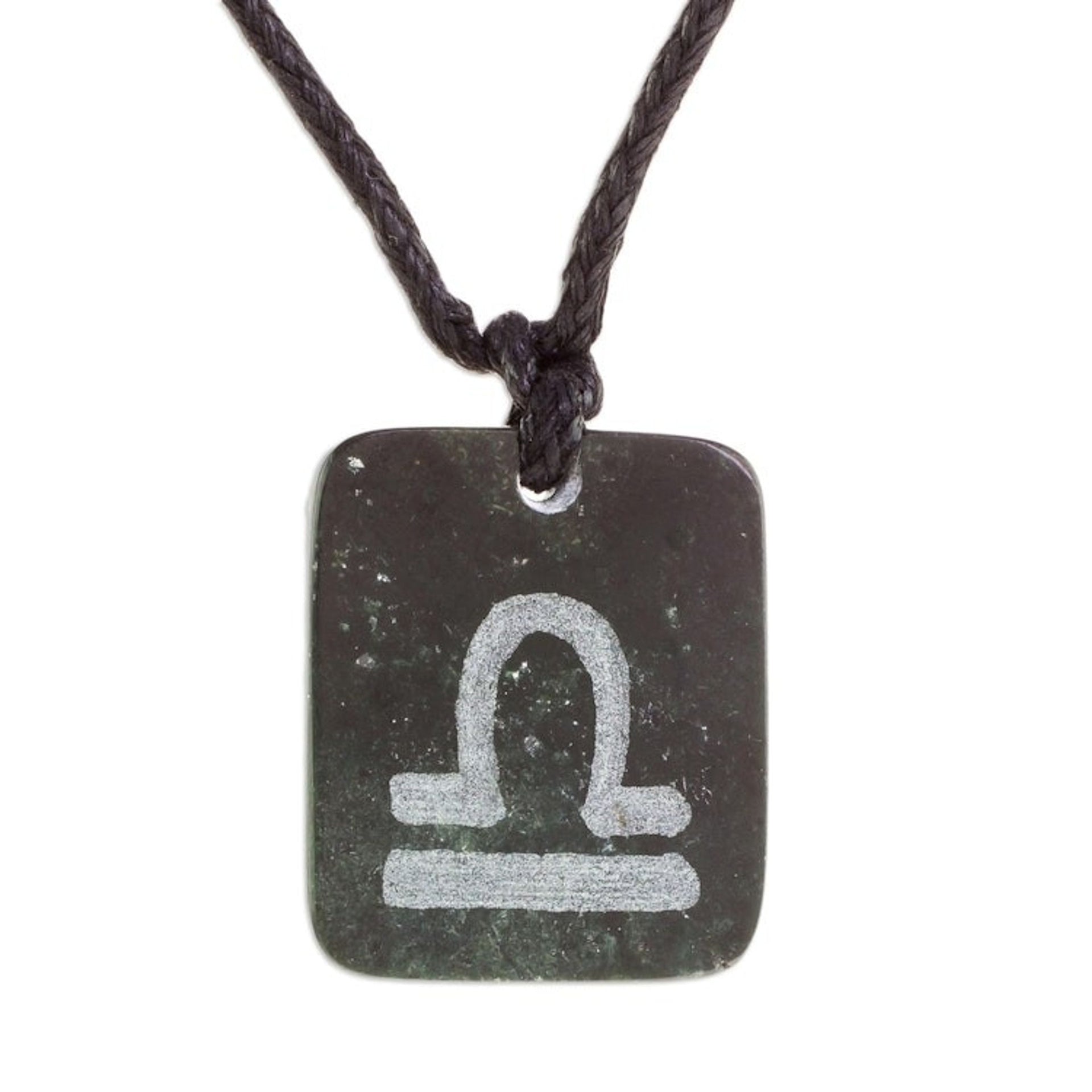 Jade Zodiac Libra Pendant Necklace from Guatemala 'Verdant Libra'