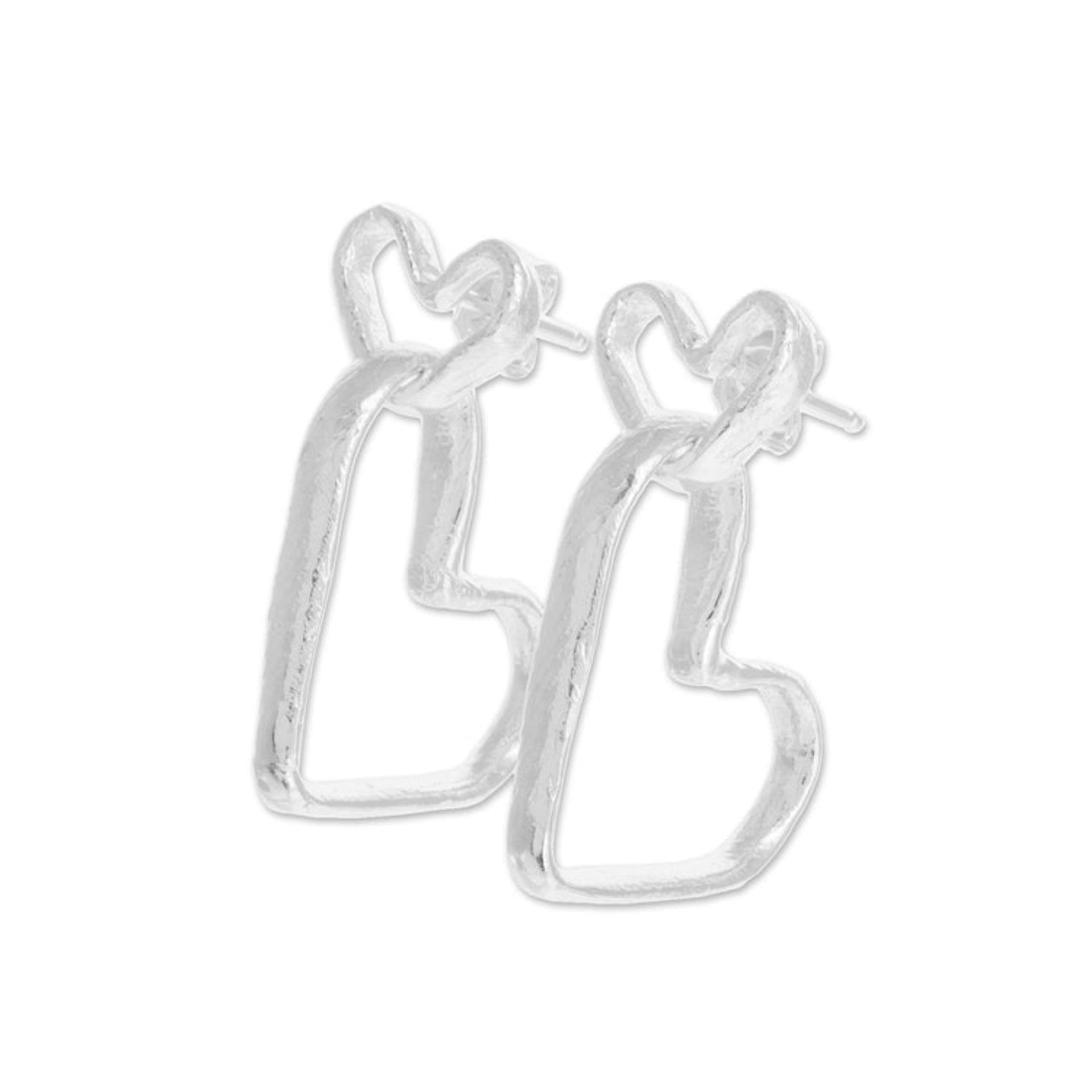 Heart-Shaped Sterling Silver Dangle Earrings from Costa Rica 'Unconditional'