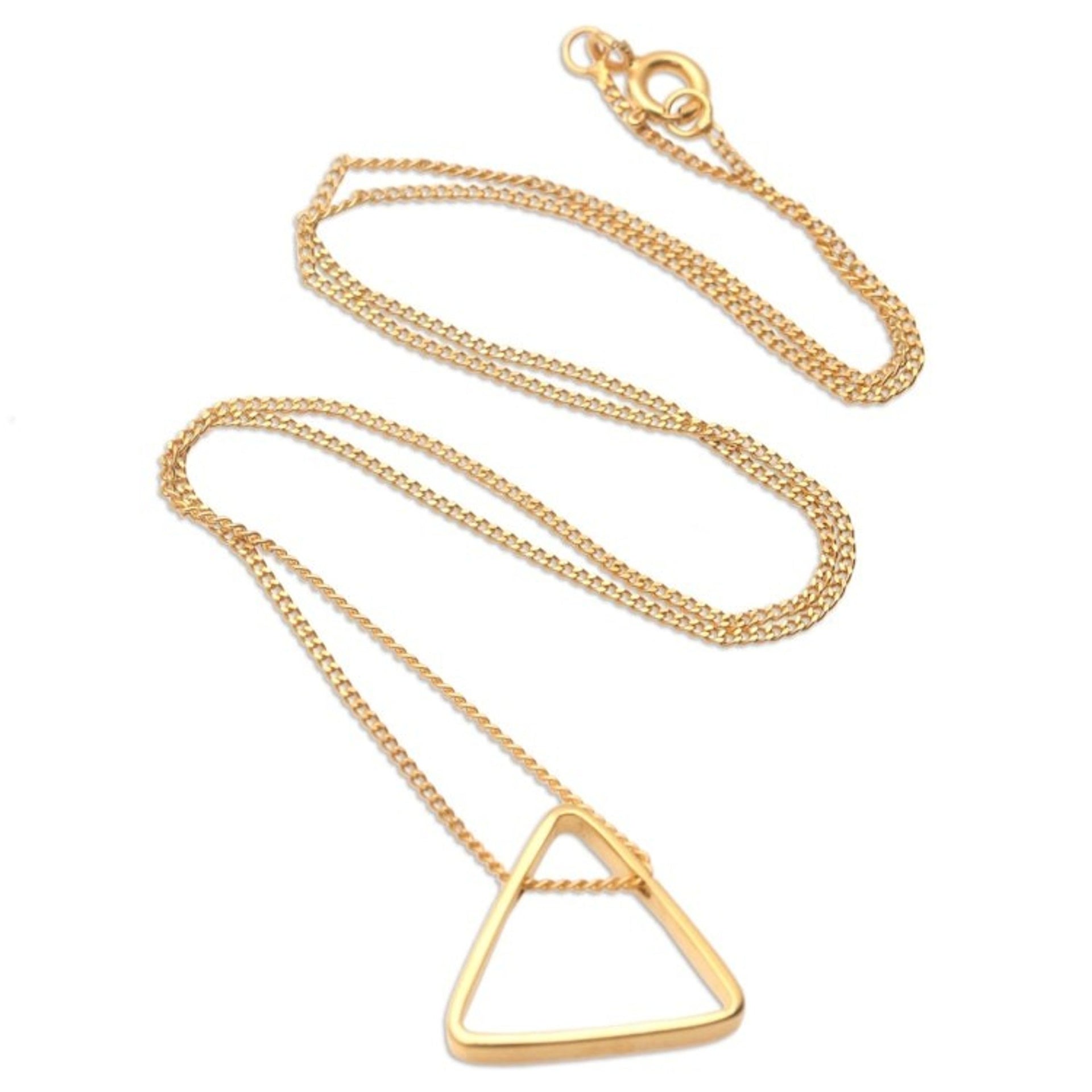 Gold-Plated Pendant Necklace with Triangle Motif 'Golden Trinity'