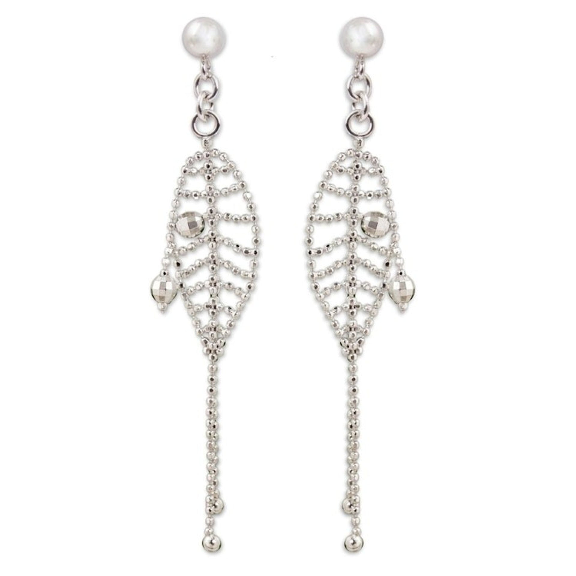 Sterling Silver Beaded Waterfall Earrings from Thailand 'Dreamcatcher Chandeliers'
