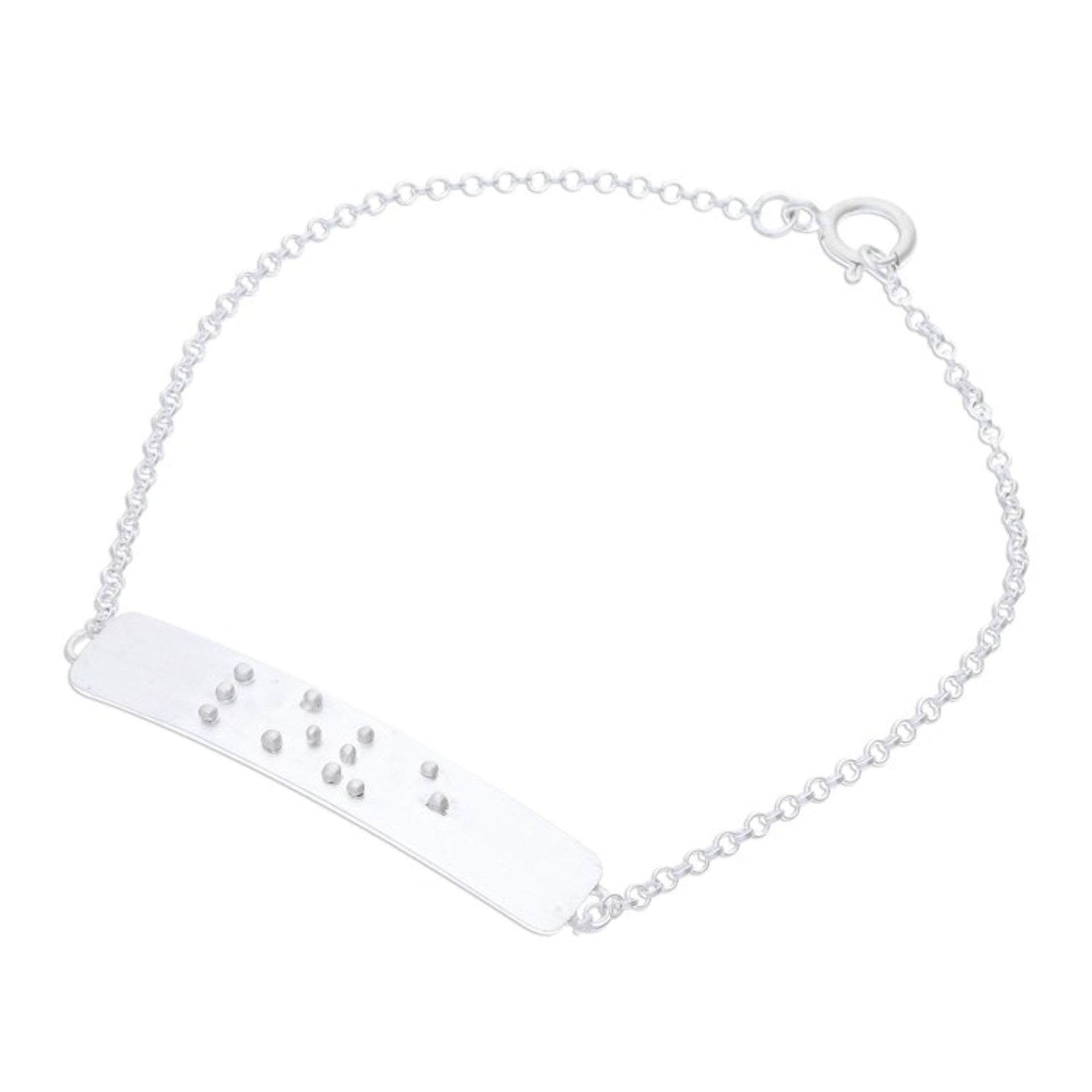 Love-Themed Braille Sterling Silver Pendant Bracelet 'Lovely Touch'