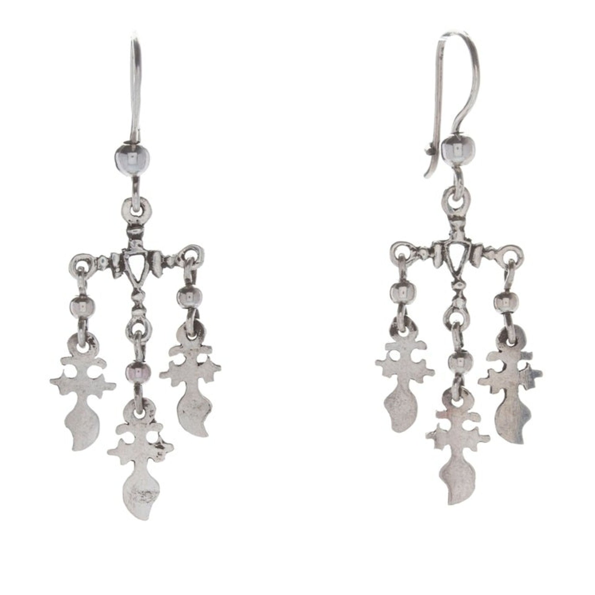 Polished Religious Sterling Silver Chandelier Earrings 'Oaxaca Spirits'