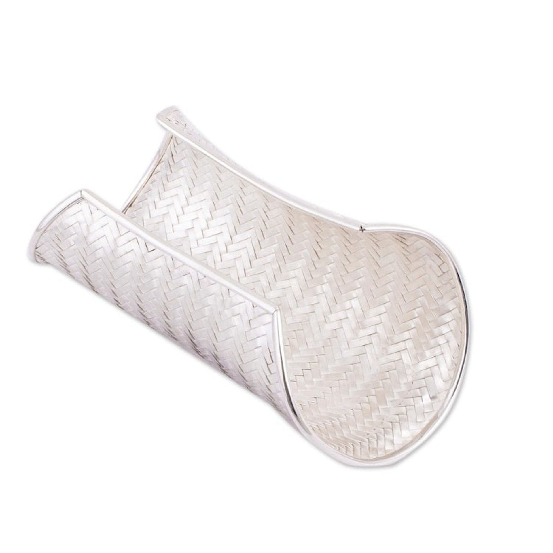 Extra Wide Woven Sterling Cuff Bracelet 'Gauntlet'