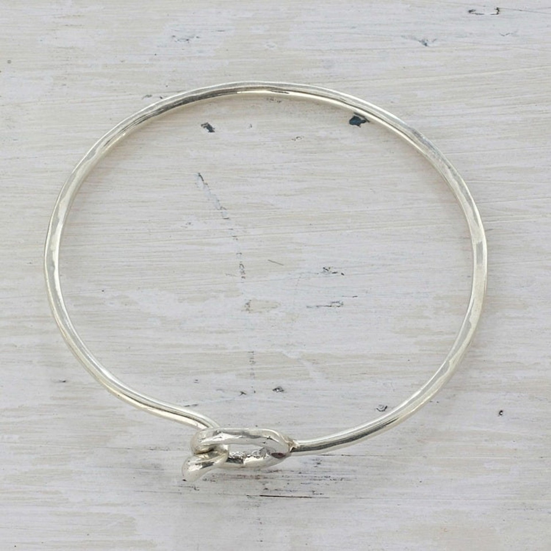 Hand Crafted Sterling Silver Bangle Bracelet Garnet Accent 'A Little Accent'