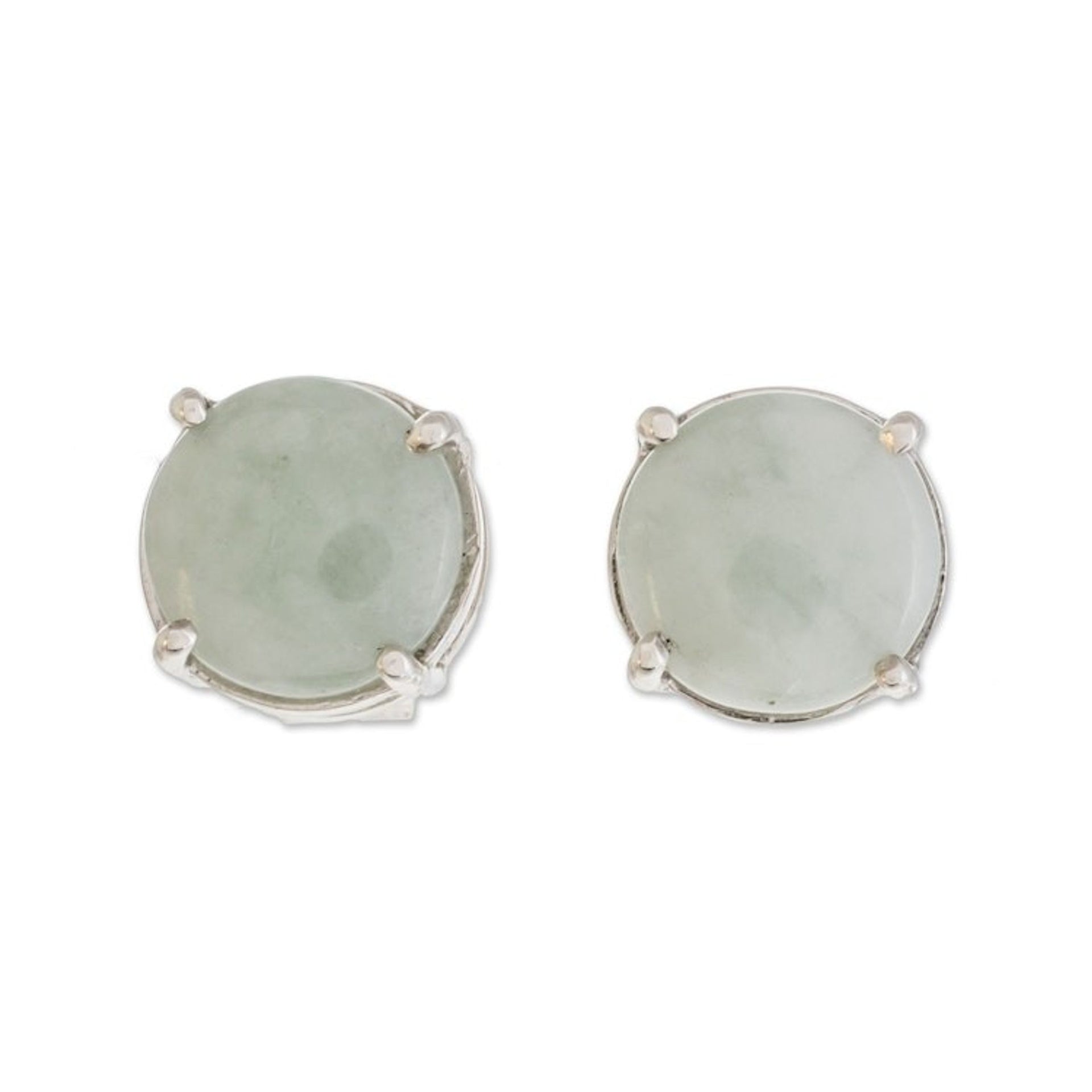Apple Green Jade Stud Earrings from Guatemala 'Maya Sweets in Apple Green'