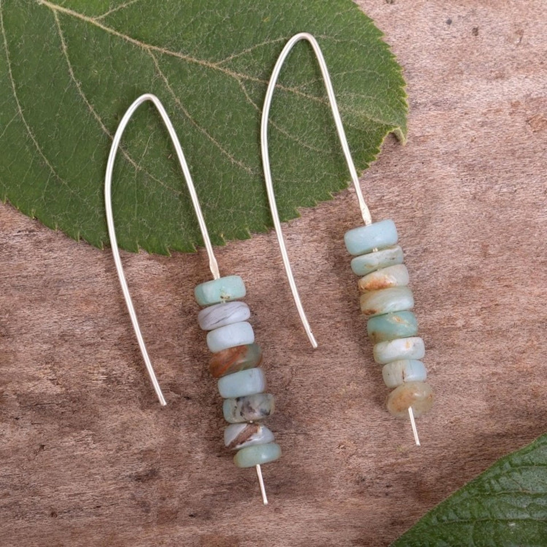 Handcrafted Andean Opal Drop Earrings 'Andean Waterfall'