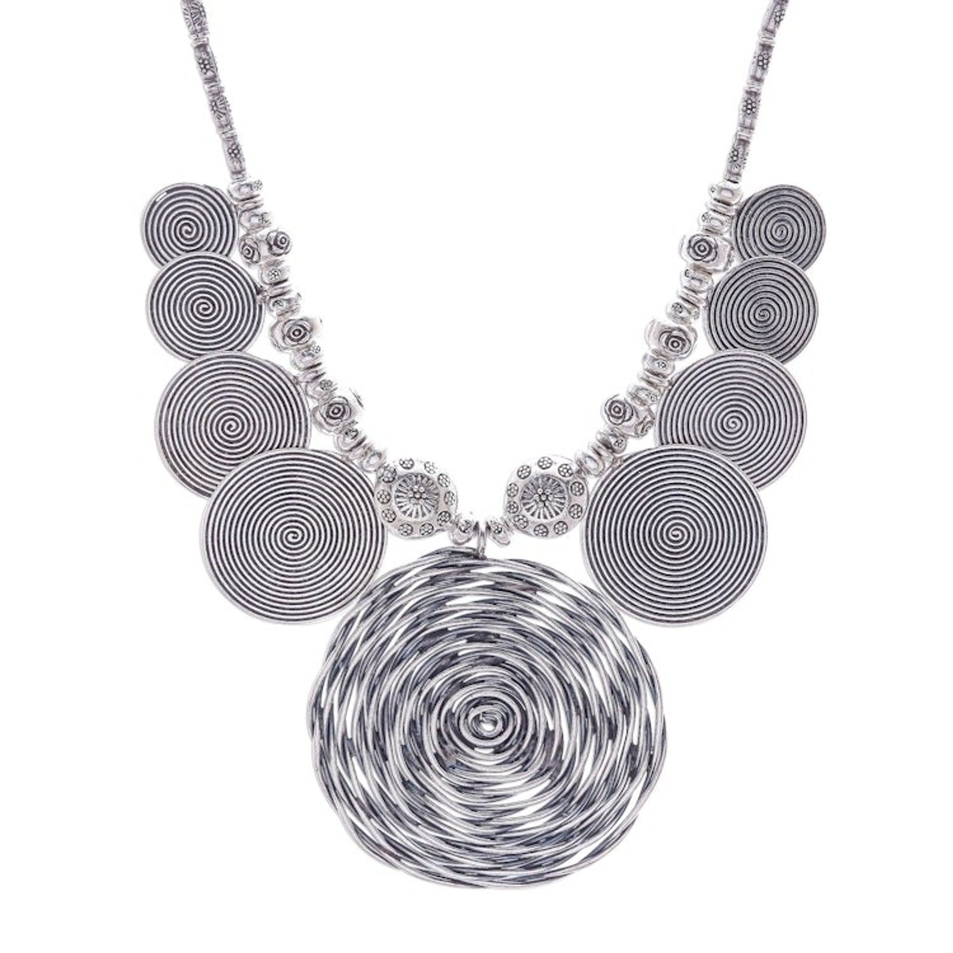 Dramatic Thai Hill Tribe 950 Silver Pendant Necklace 'Mesmerizing Medallion'
