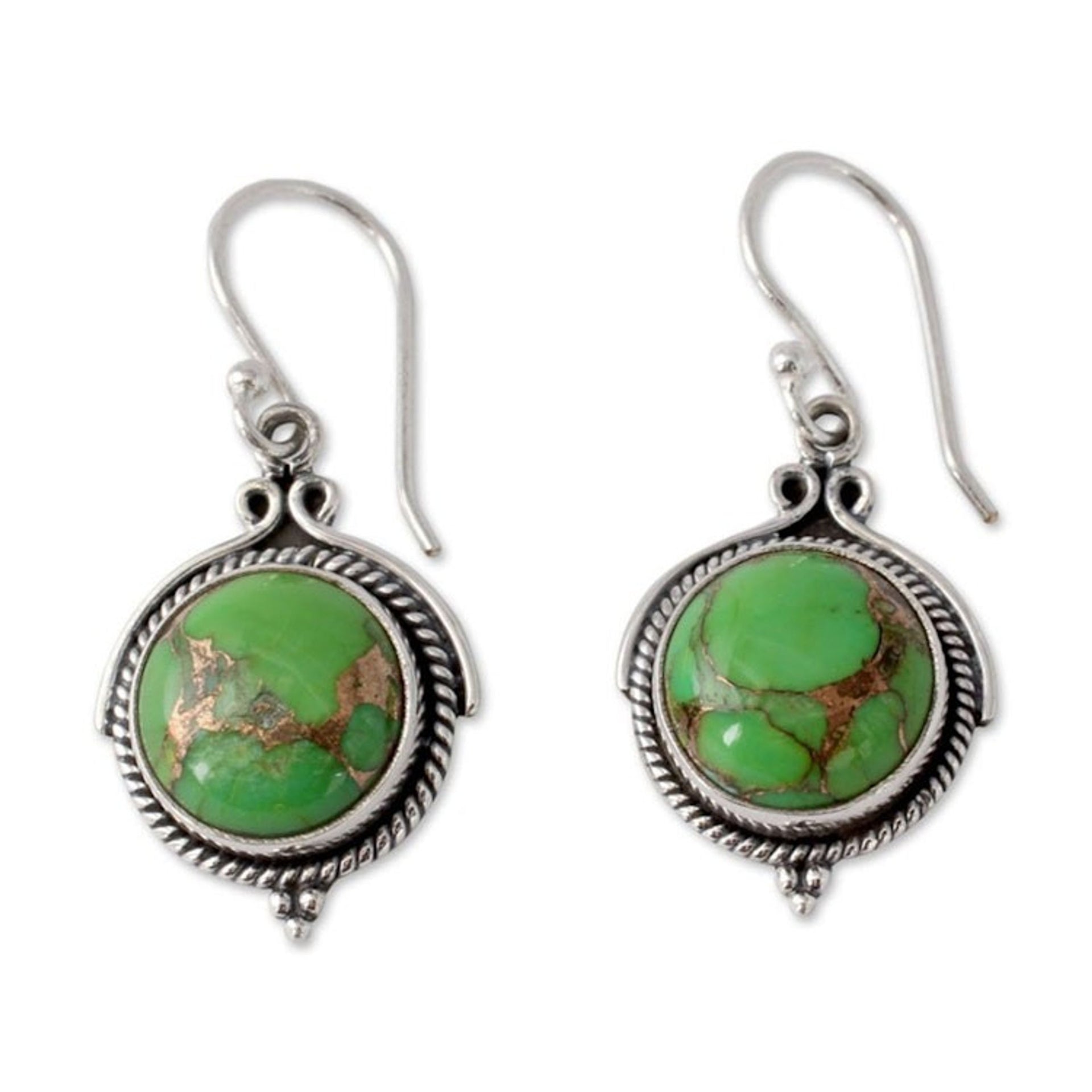 Green Sterling Silver Earrings Fair Trade Jewelry 'Splendor'