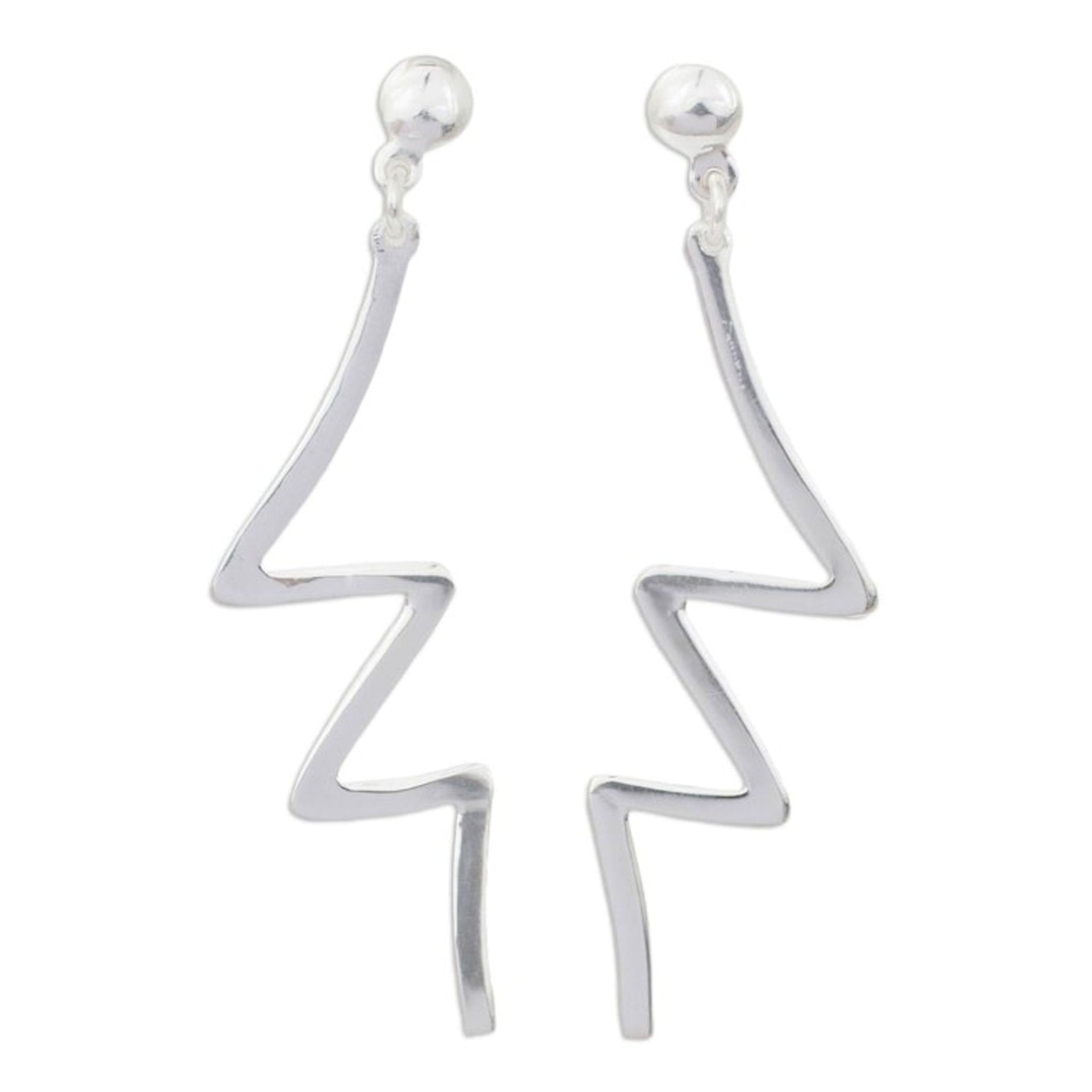 Abstract Geometric Dangle Earrings in Sterling Silver 'Thunderbolt'