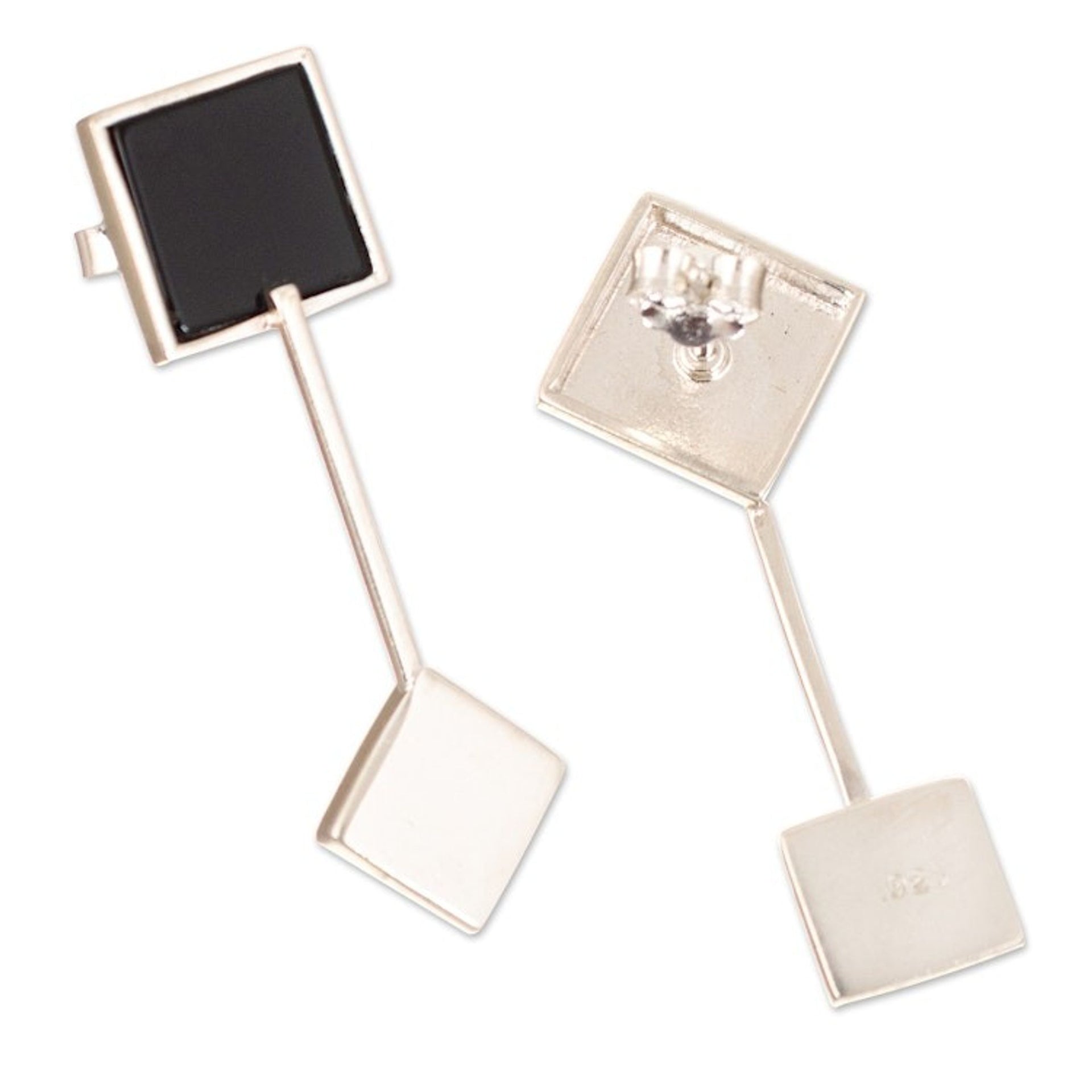 925 Sterling Silver and Onyx Drop Earrings from Peru 'Possibilities'