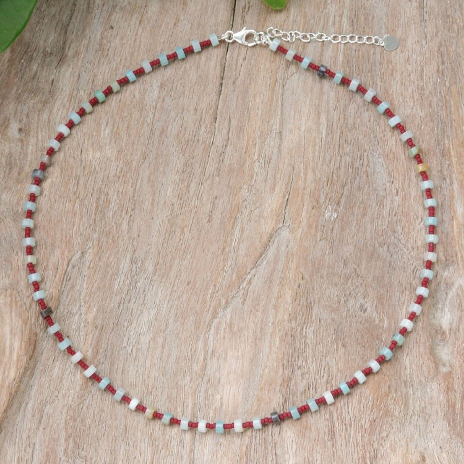 Men's Quartz and Glass Beaded Necklace Crafted in Thailand 'Intense Signs'