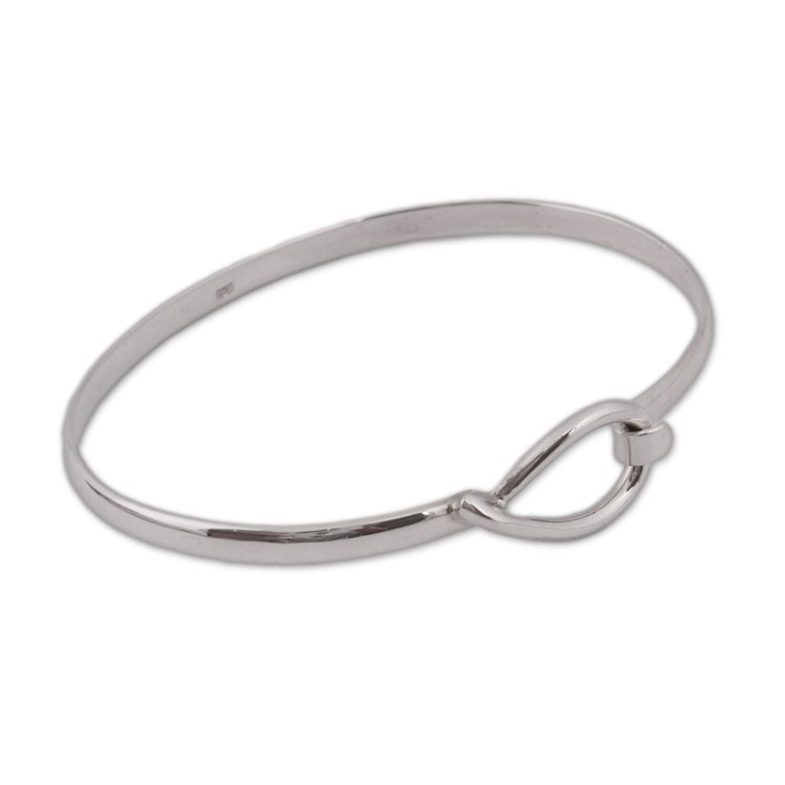 Taxco Silver Bangle Bracelet Crafted in Mexico 'Lasso Link'