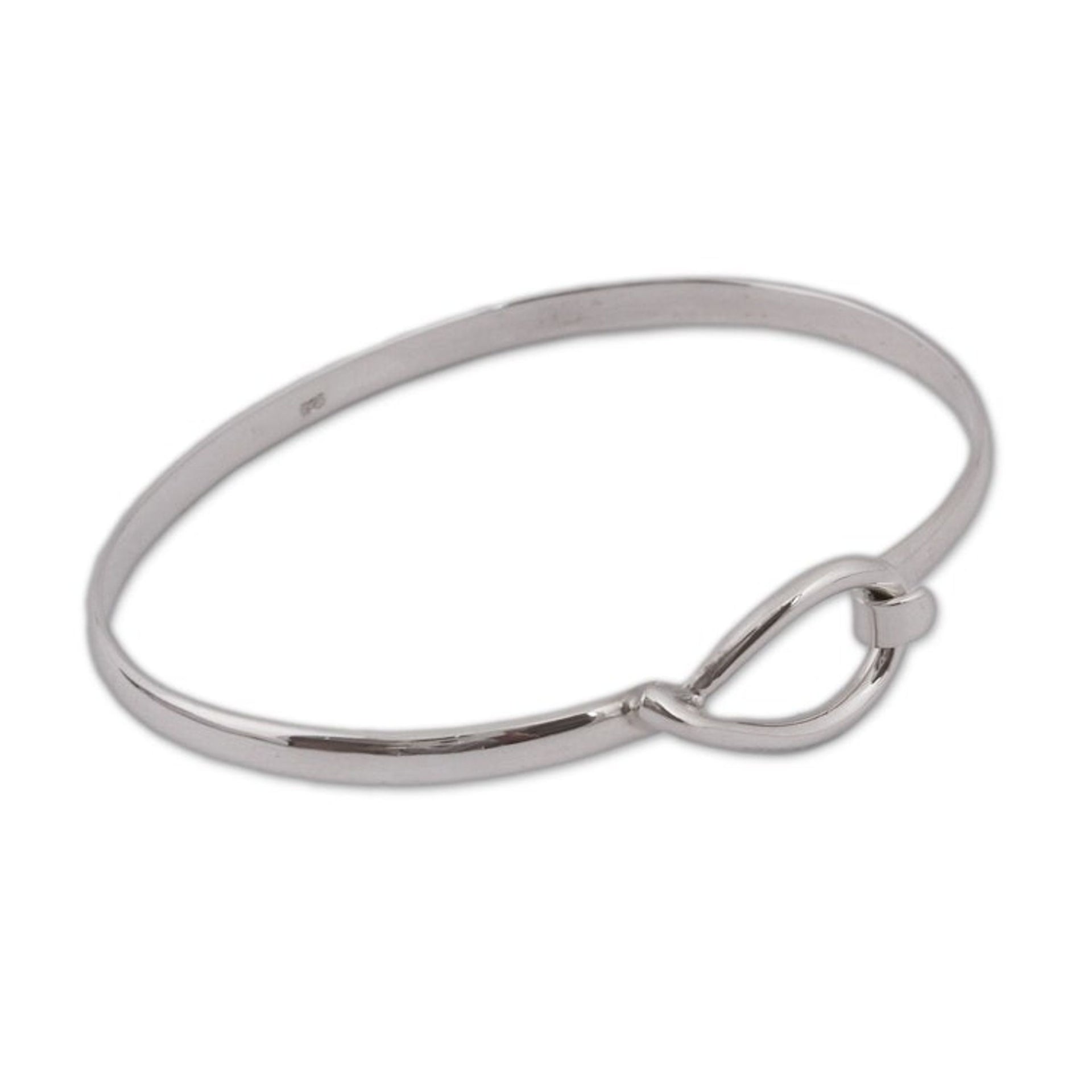 Taxco Silver Bangle Bracelet Crafted in Mexico 'Lasso Link'