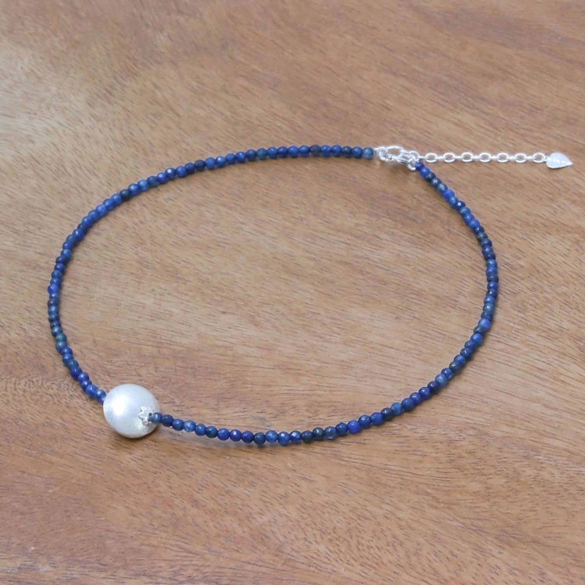 Aventurine and Karen Silver Beaded Pendant Necklace 'Karen Cosmos'