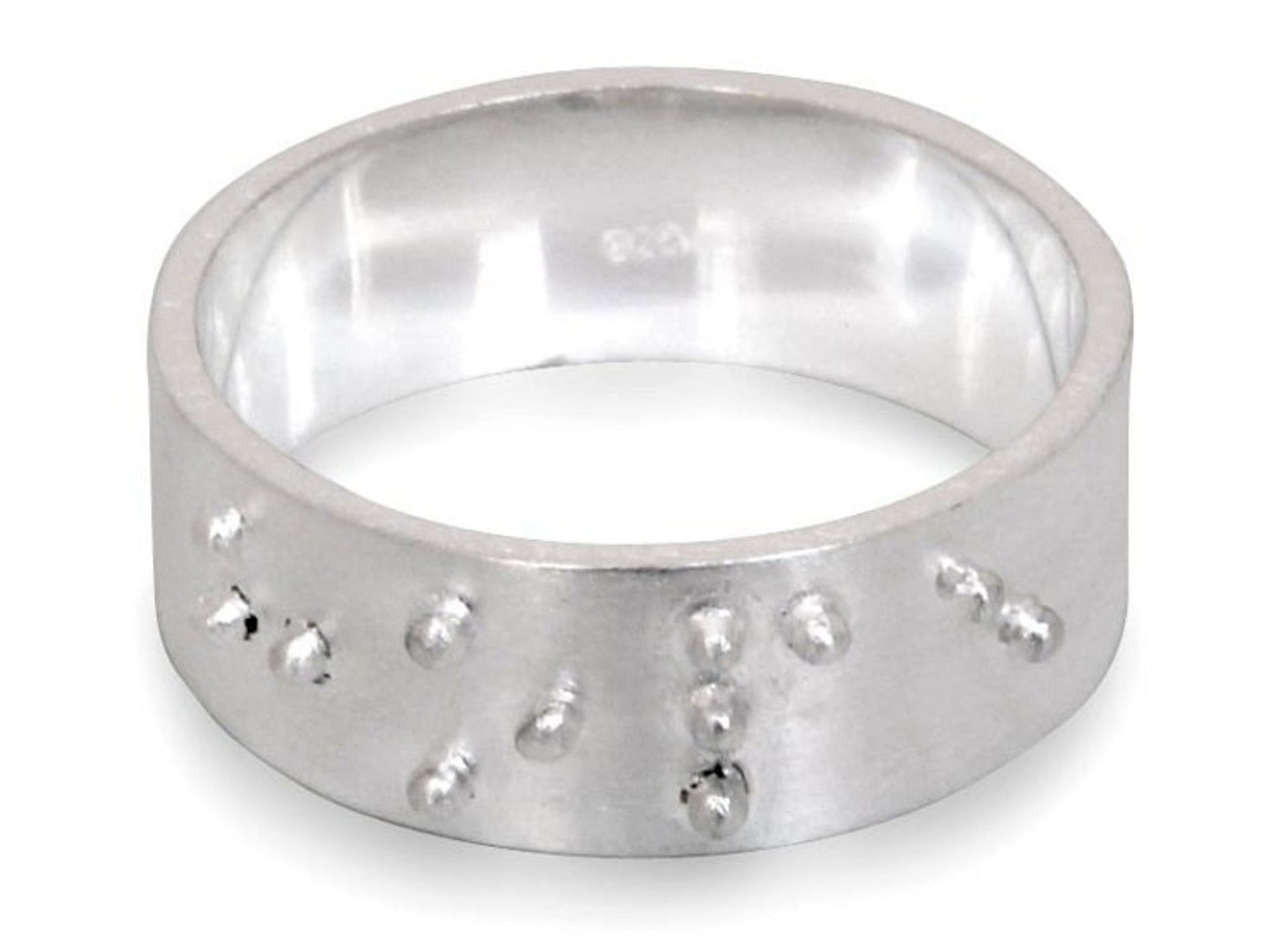 Fair Trade Sterling Silver Band Ring 'Braille Hope'