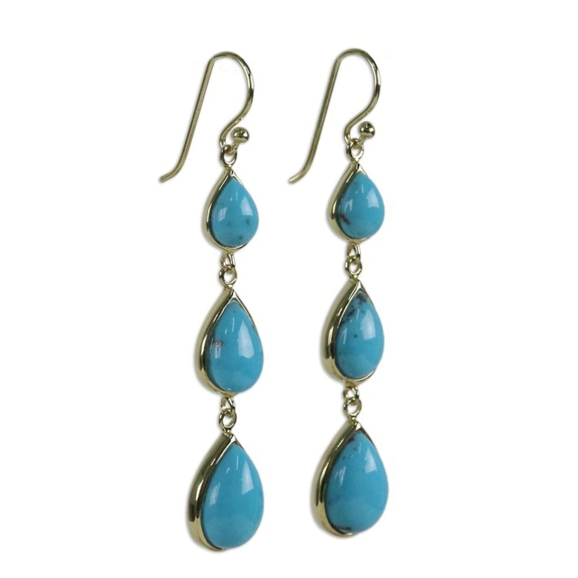 Gold Plated Sterling Silver Dangle Earrings from Thailand 'Nectar Drops'