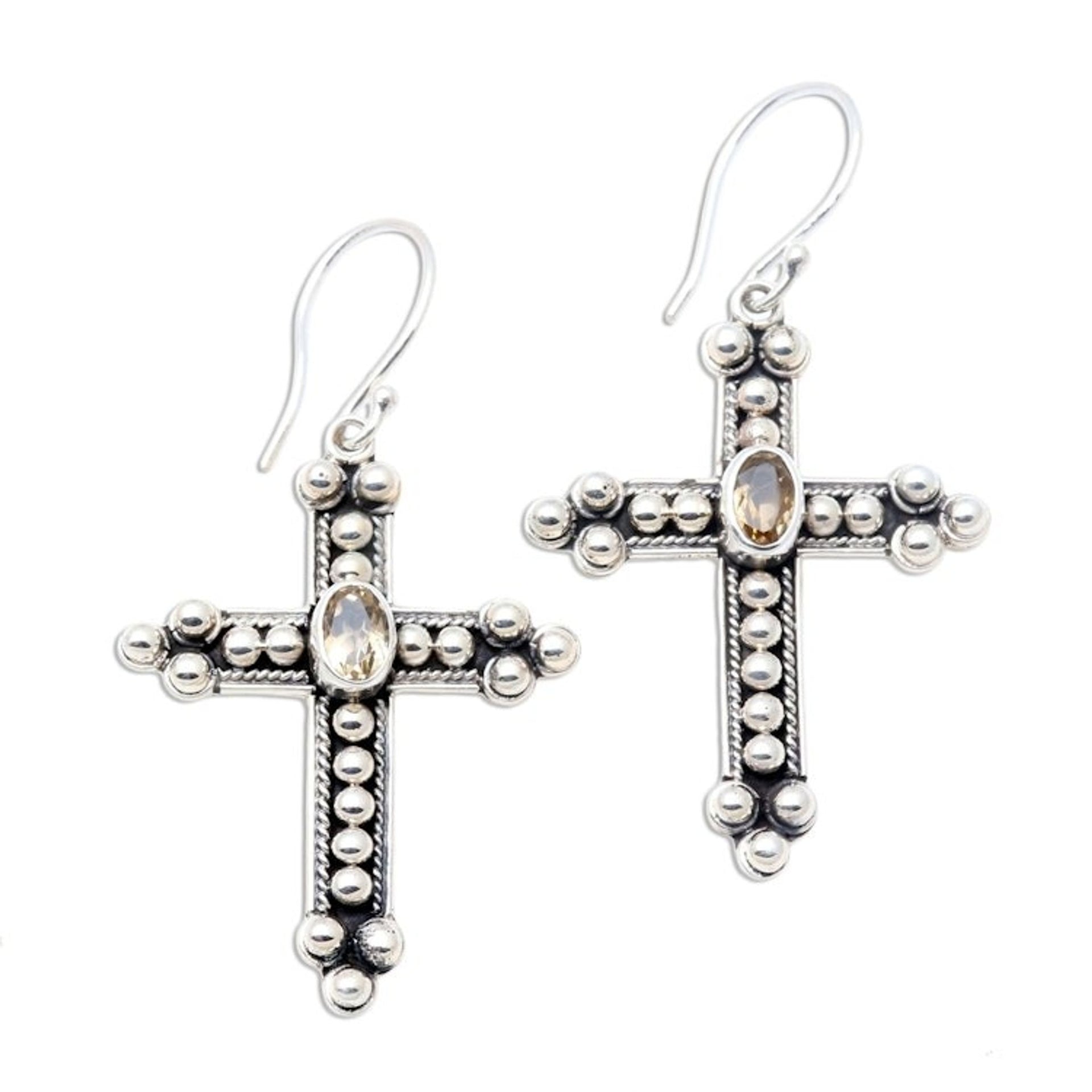 Citrine cross earrings 'Sunshine Cross'