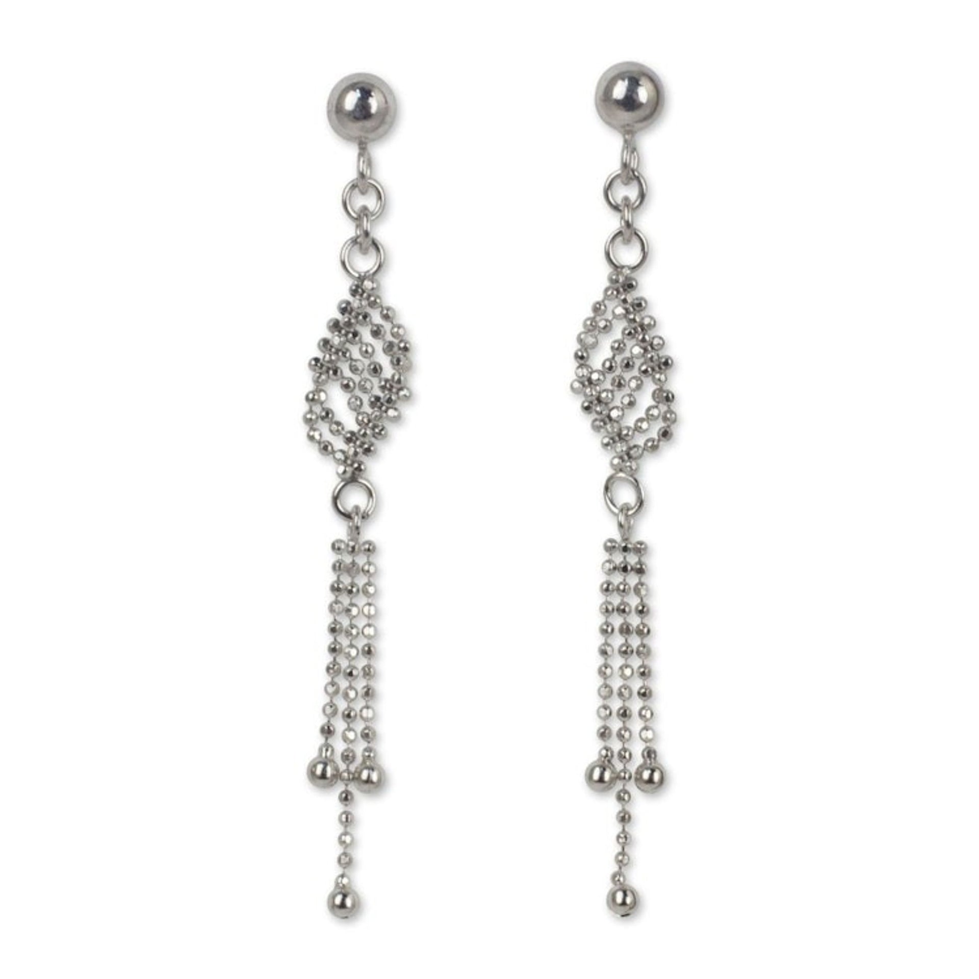 Handmade Sterling Silver Ball Chain Waterfall Earrings 'Silver Flume'
