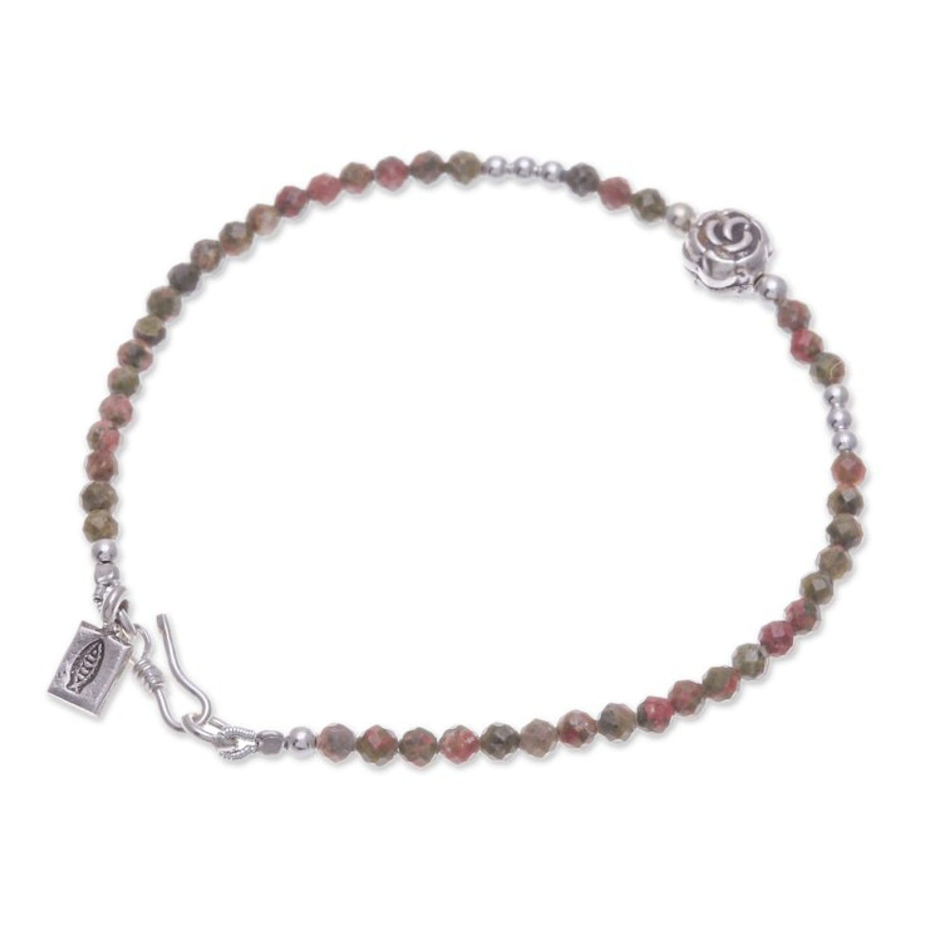 Unakite and Karen Silver Beaded Bracelet 'Earthy Silver'