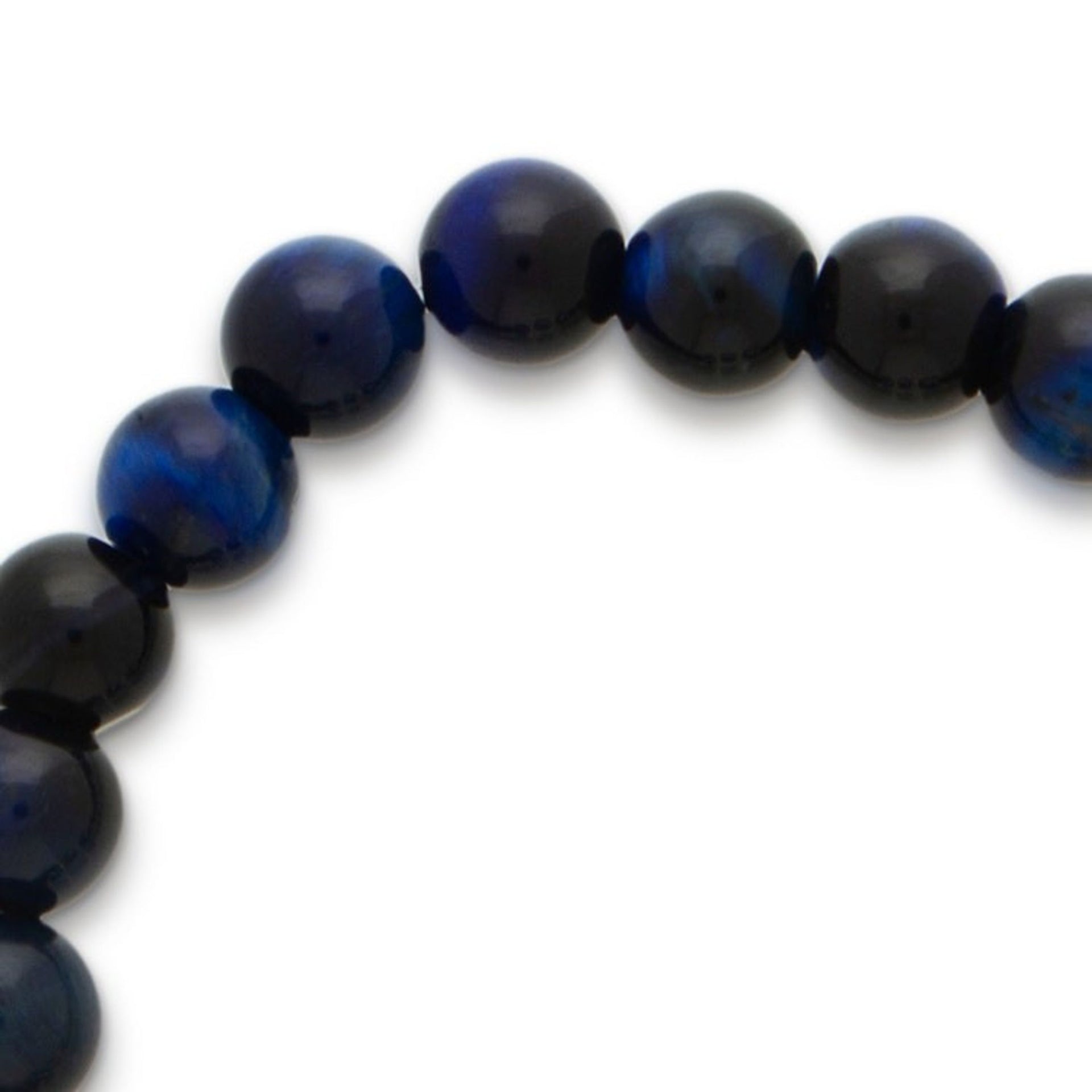 Mexican-Made Indigo Tiger's Eye and Ceramic Stretch Bracelet 'Indigo Garden'