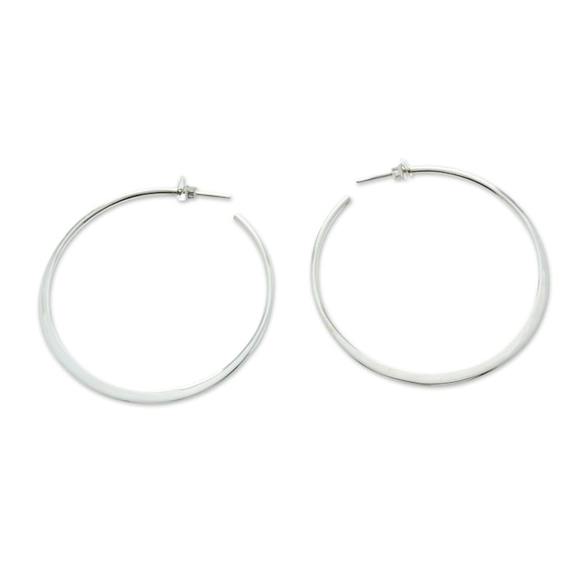 High-Polished Minimalist Sterling Silver Half-Hoop Earrings 'Today Nimbus'