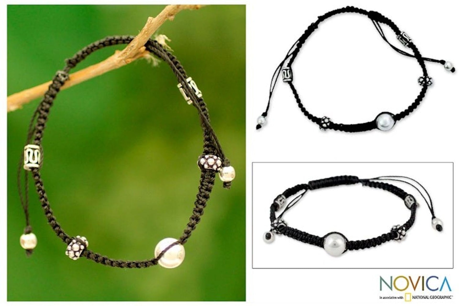 Shambhala-style Bracelet Hand Crafted with Silver Beads 'Sonnets of Peace'