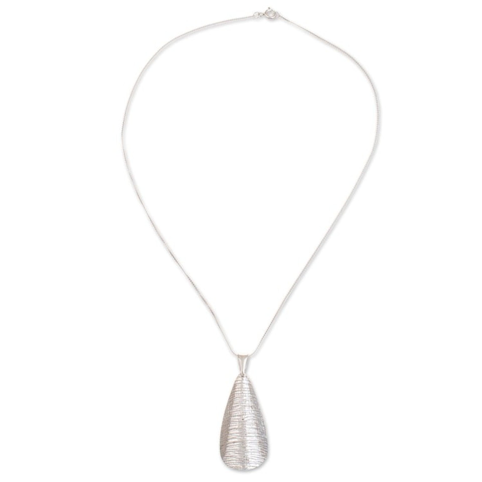 Sterling Silver Necklace with Petal Pendant Crafted in Peru 'Glorious Petal'