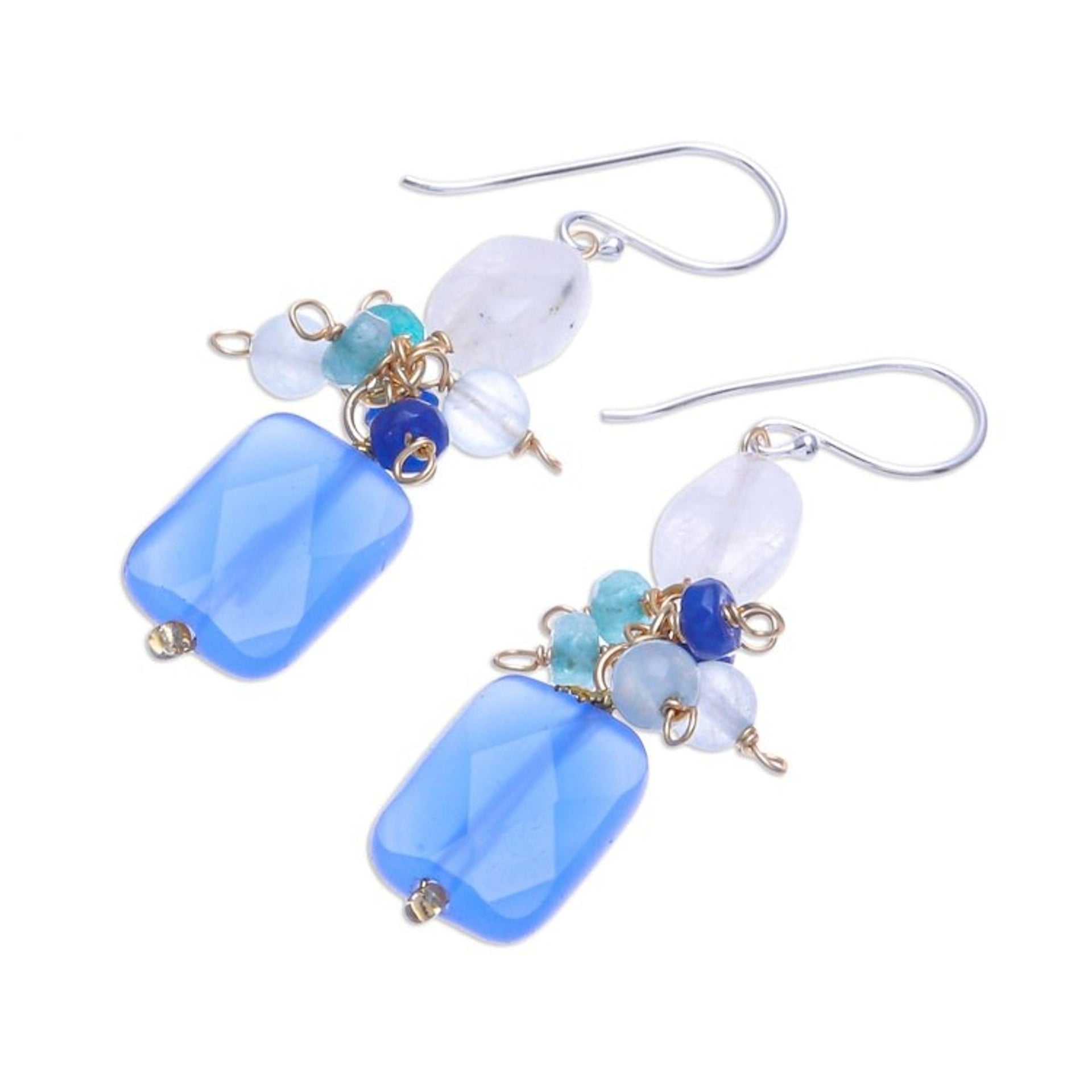Sterling Silver and Quartz Dangle Earrings 'Blueberry Soda'
