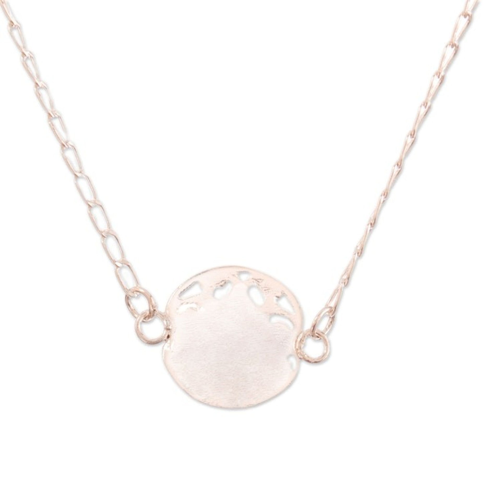 Polished Sterling Silver and Rhodonite Pendant Necklace 'Rose Serenity'