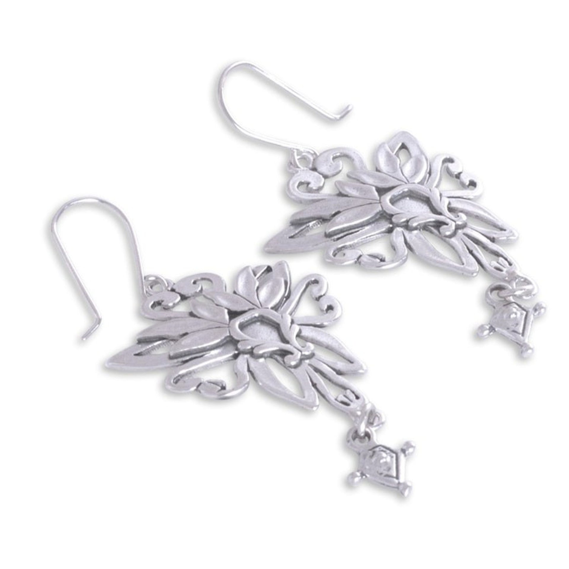 Unique Taxco Silver Sterling Dangle Earrings 'Fairies'