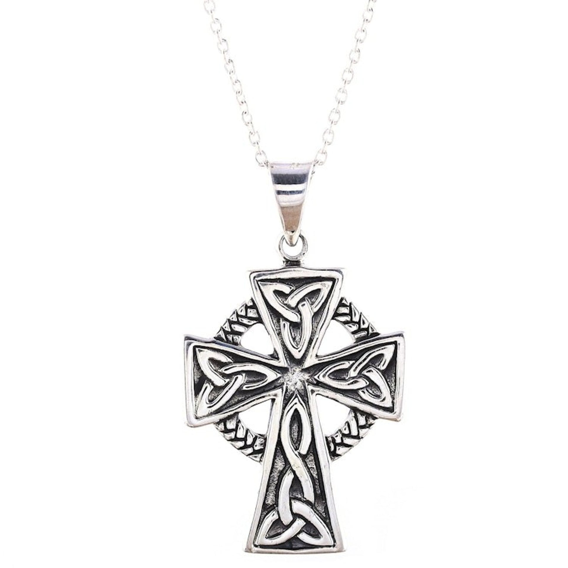 Celtic Cross Sterling Silver Pendant Necklace from India 'Celtic Faith'