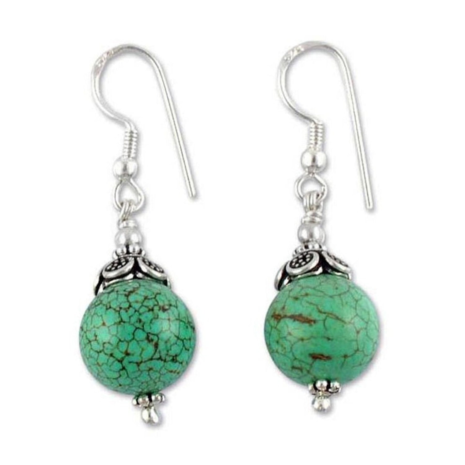 Sterling silver beaded dangle earrings 'Dew Kissed'