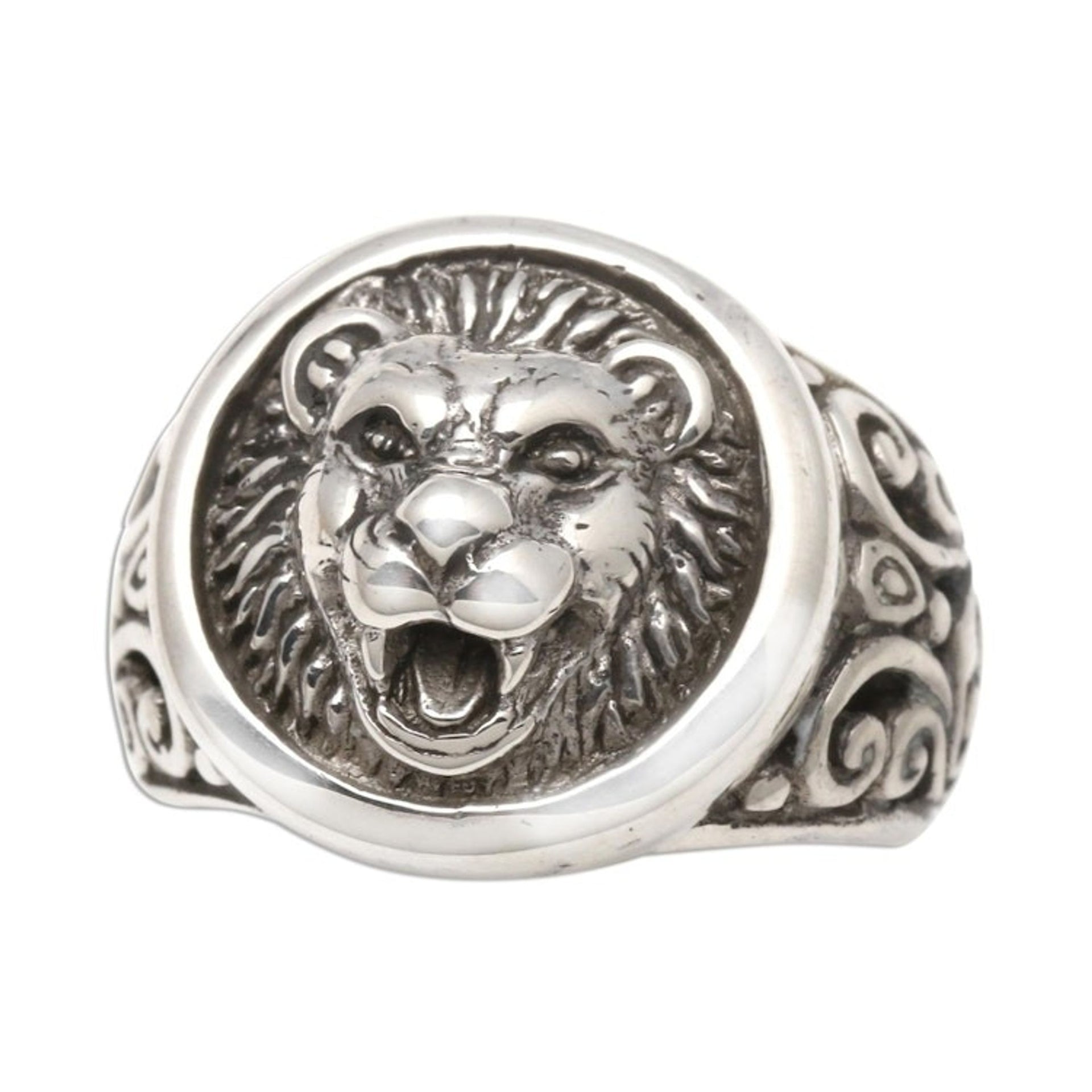 Men's Sterling Silver Lion Ring from Bali 'Lion Strength'