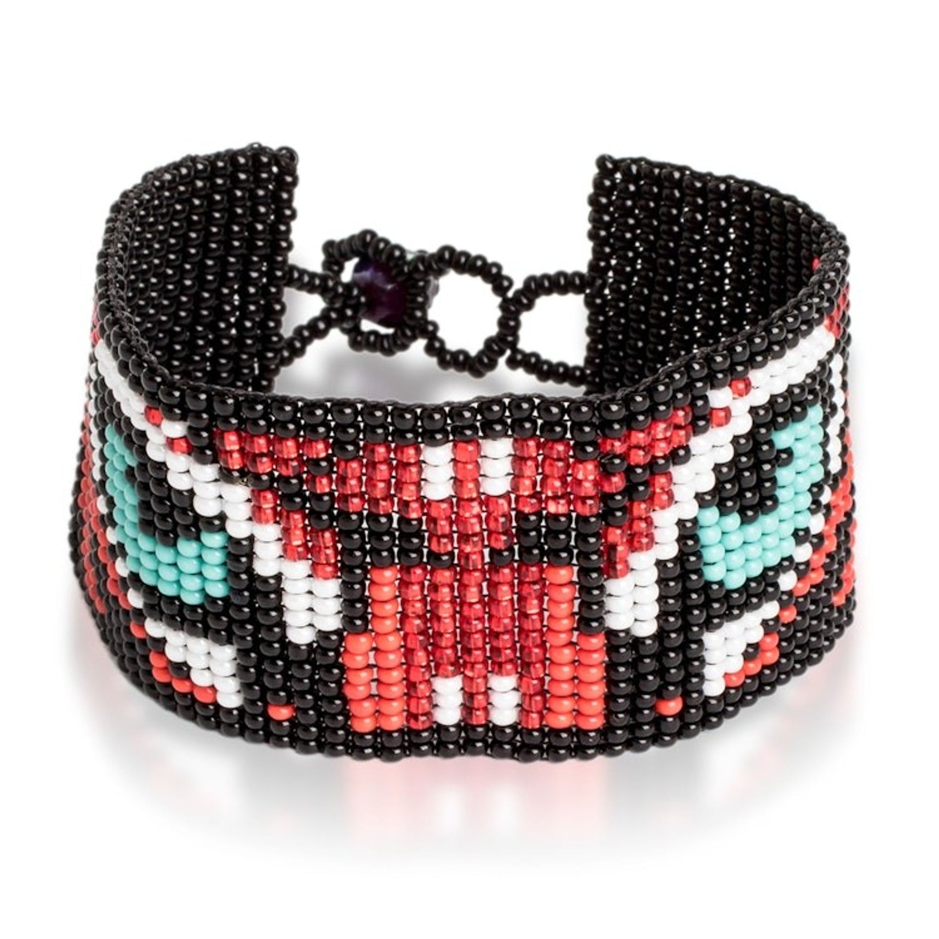 Multicolored Beaded Tiger Motif Bracelet 'Tiger Eyes'