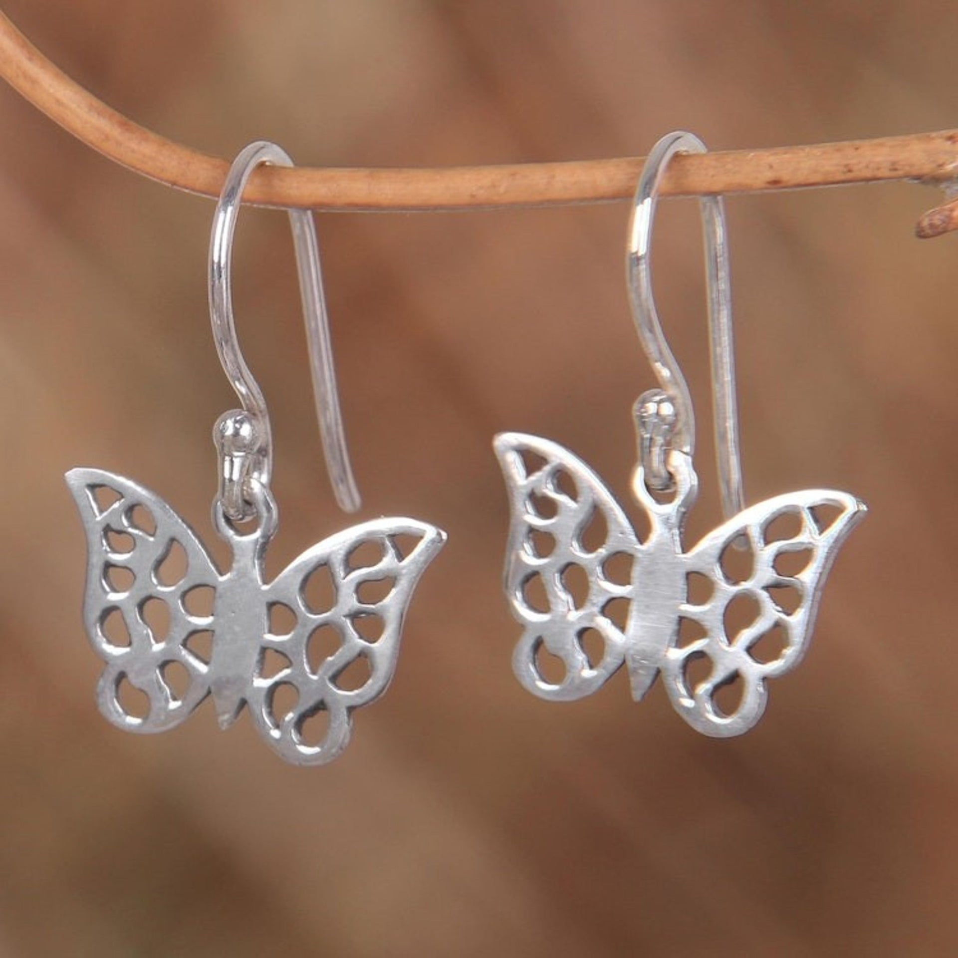 Sterling Silver Dangle Earrings 'Free as a Butterfly'