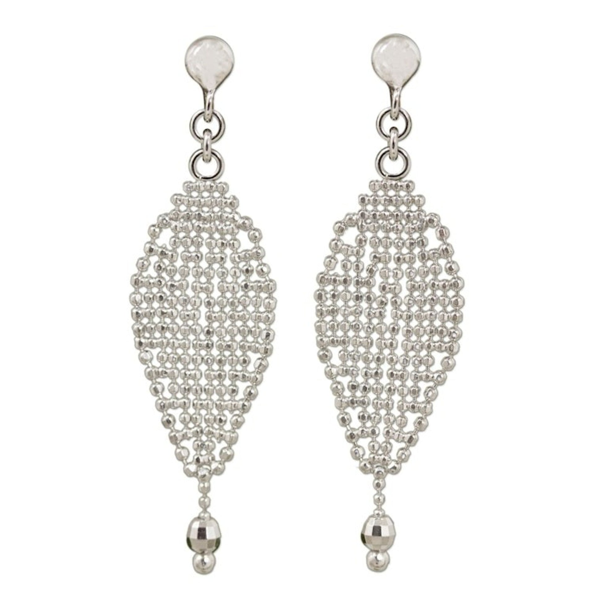 Tulip Inspired Thai Sterling Silver Dangle Earrings 'Tulip Petal'