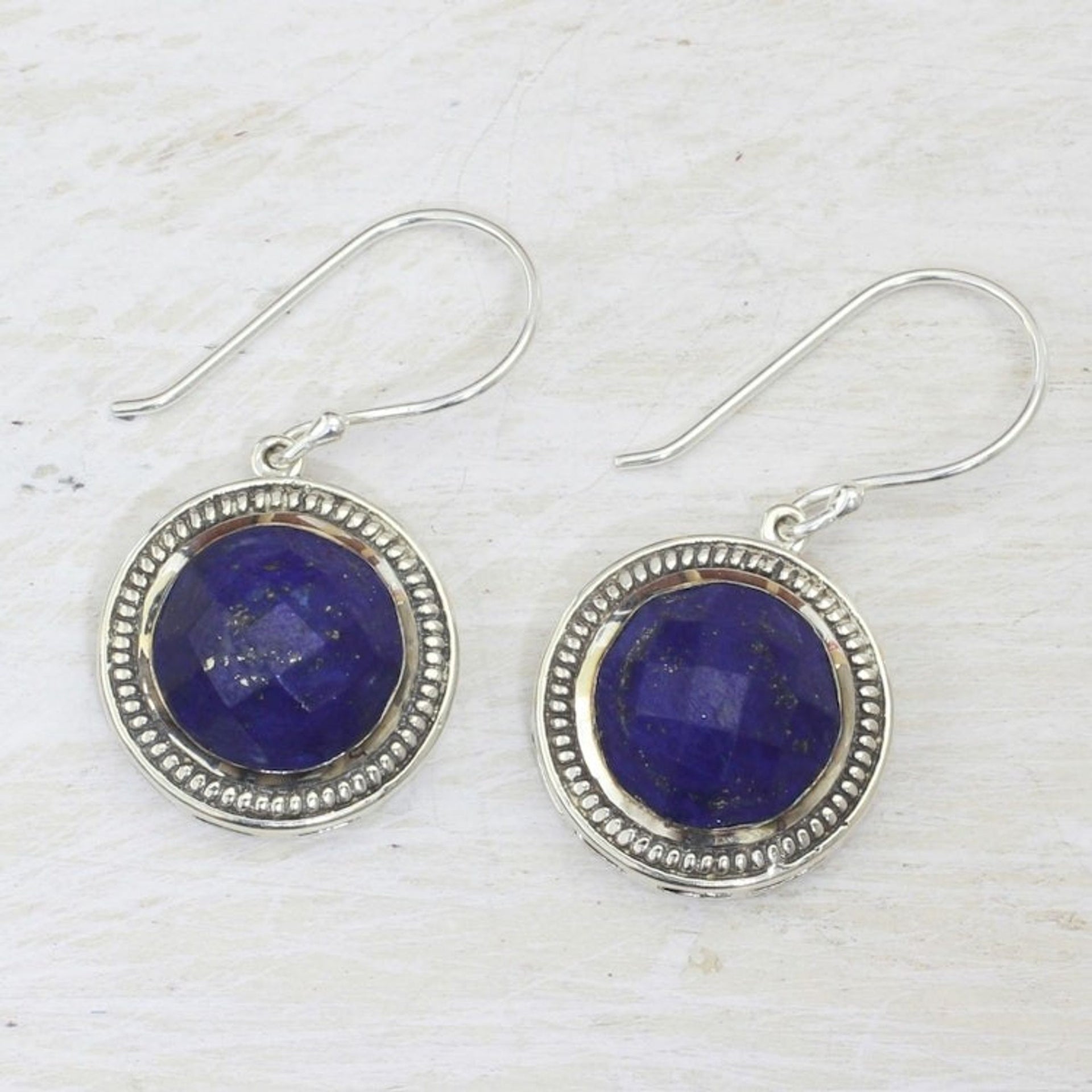 Lapis Lazuli and Sterling Silver Dangle Earrings from India 'Fascinating Ropes'