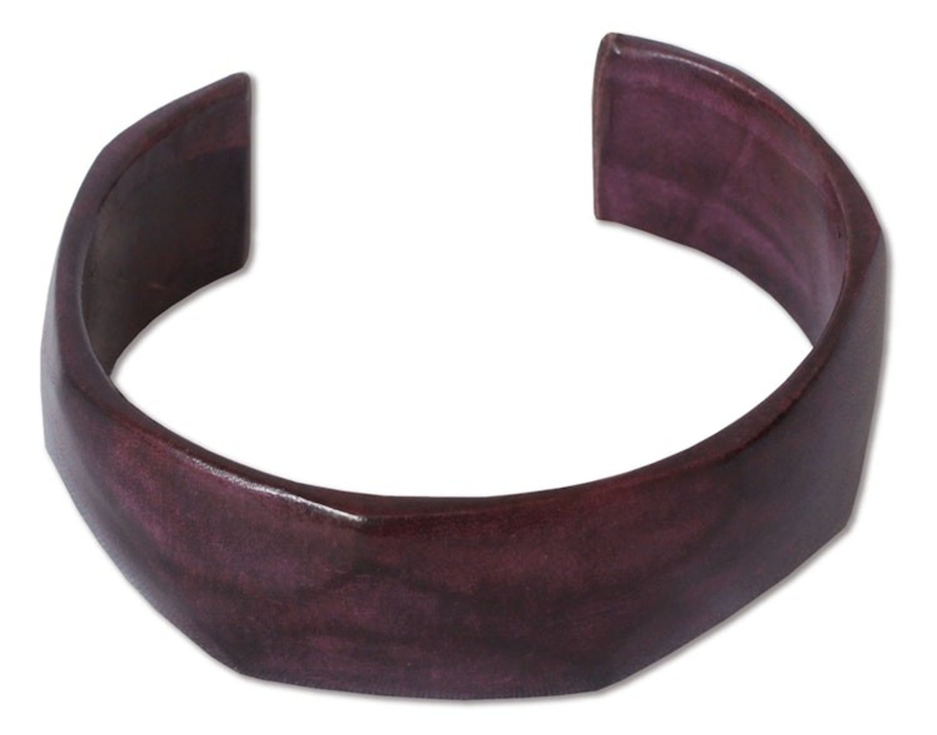 Hand Crafted Modern Leather Cuff Bracelet 'Dasba in Purple'