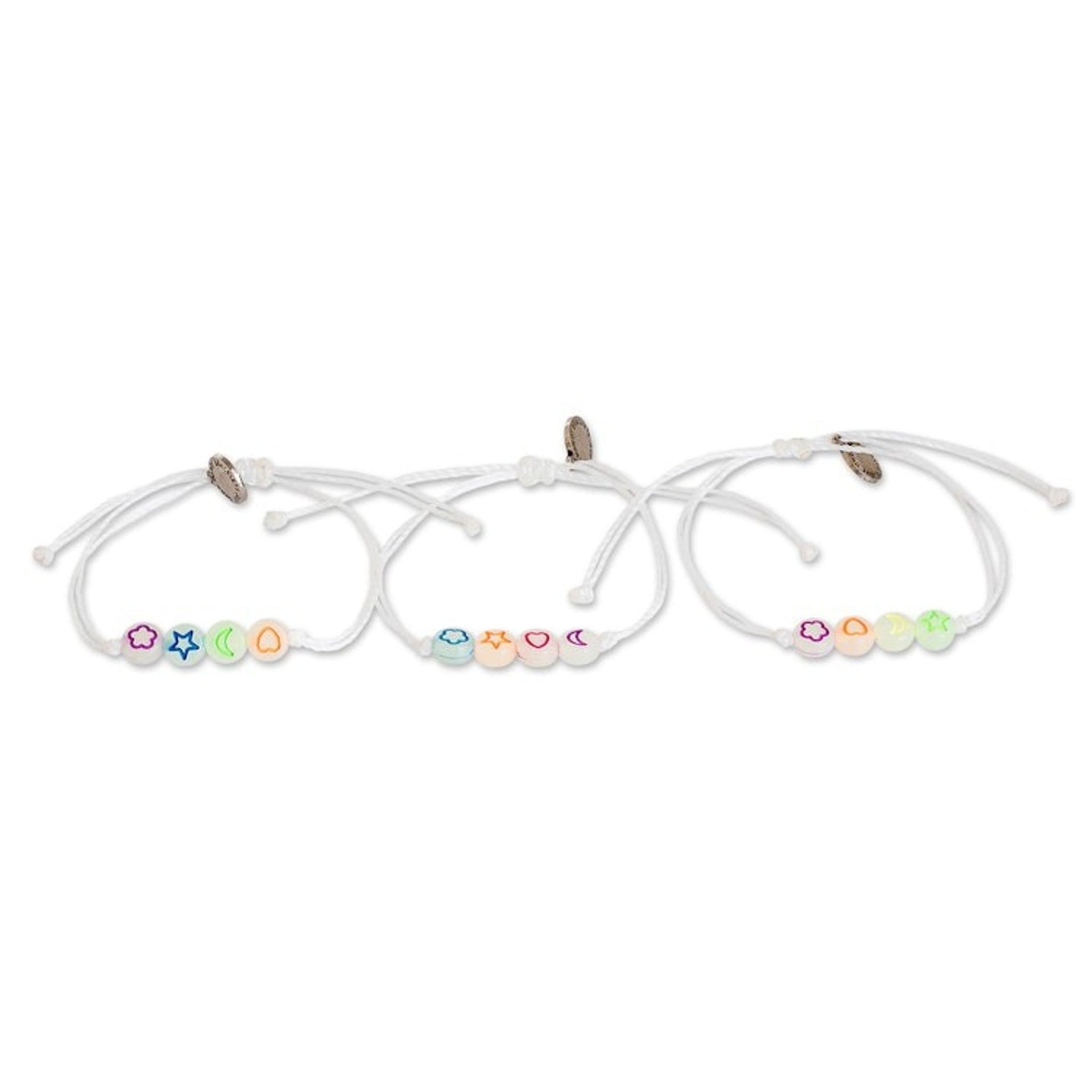 Set of 3 Handcrafted Beaded Pendant Bracelets from Guatemala 'Radiant Friendship'