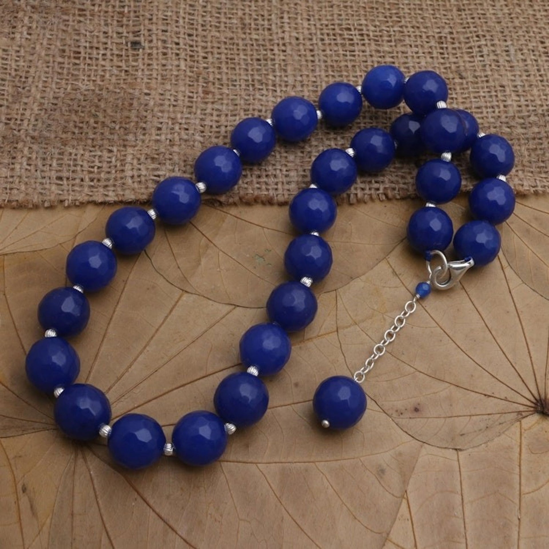 Balinese Sterling Silver and Agate Beaded Necklace 'Evening Cocktail in Midnight'