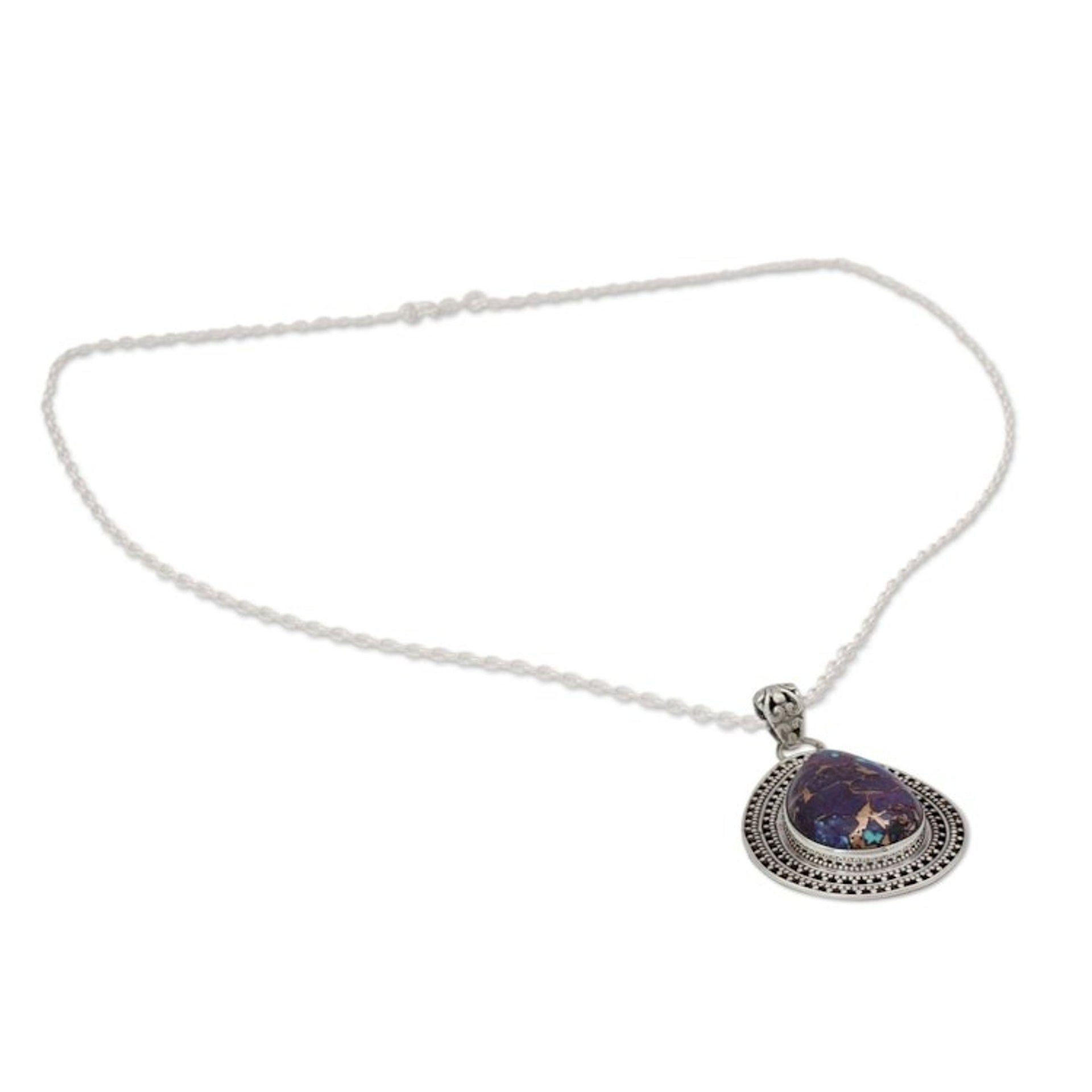 Purple Turquoise Necklace with Sterling Silver from India 'Forest Secrets'
