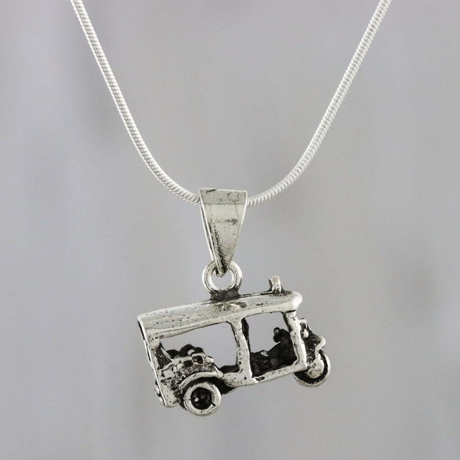 Sterling Silver Tuk Tuk Pendant Necklace from Thailand 'Thai Tuk Tuk'