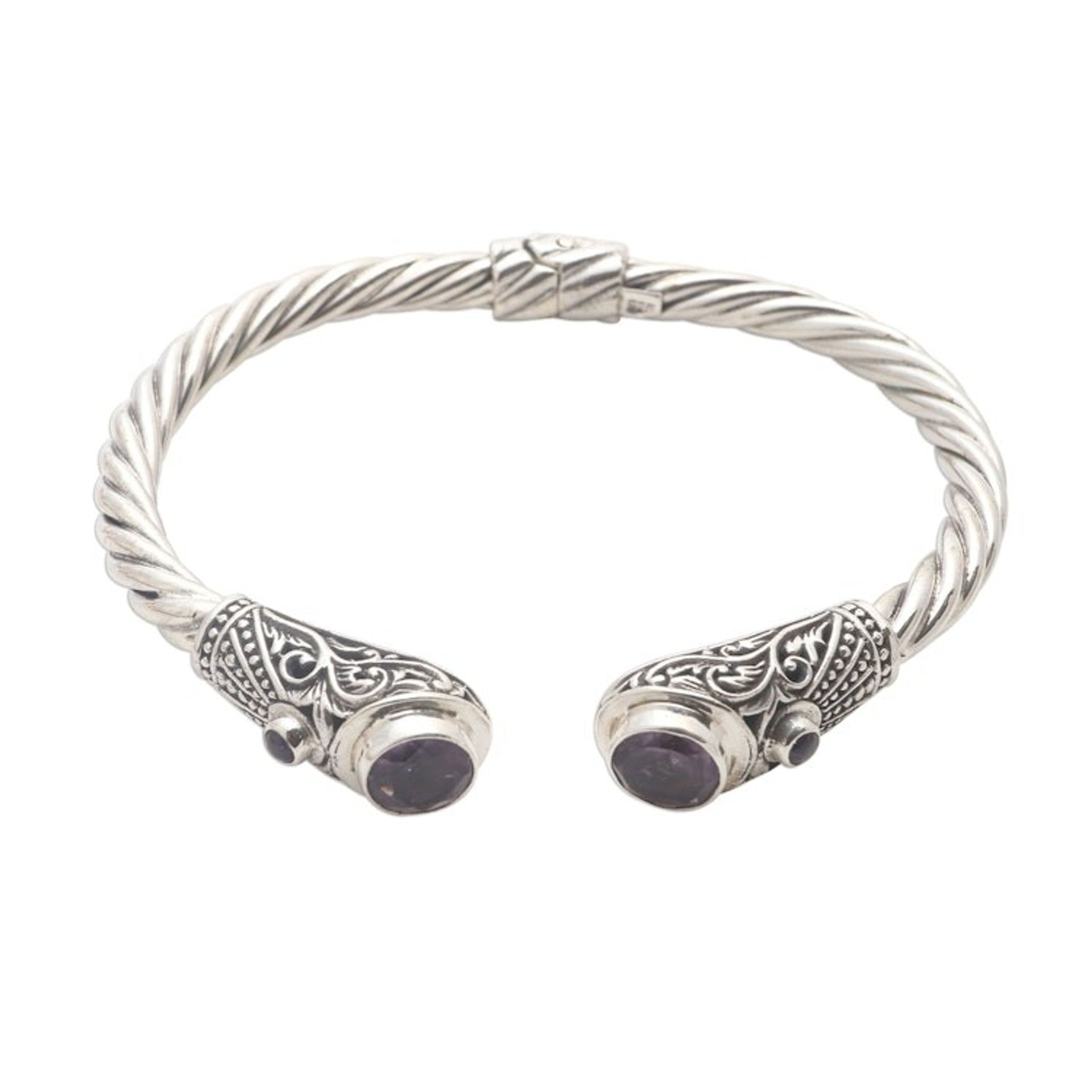 Amethyst Cuff Bracelet in Sterling Silver 'Behold'
