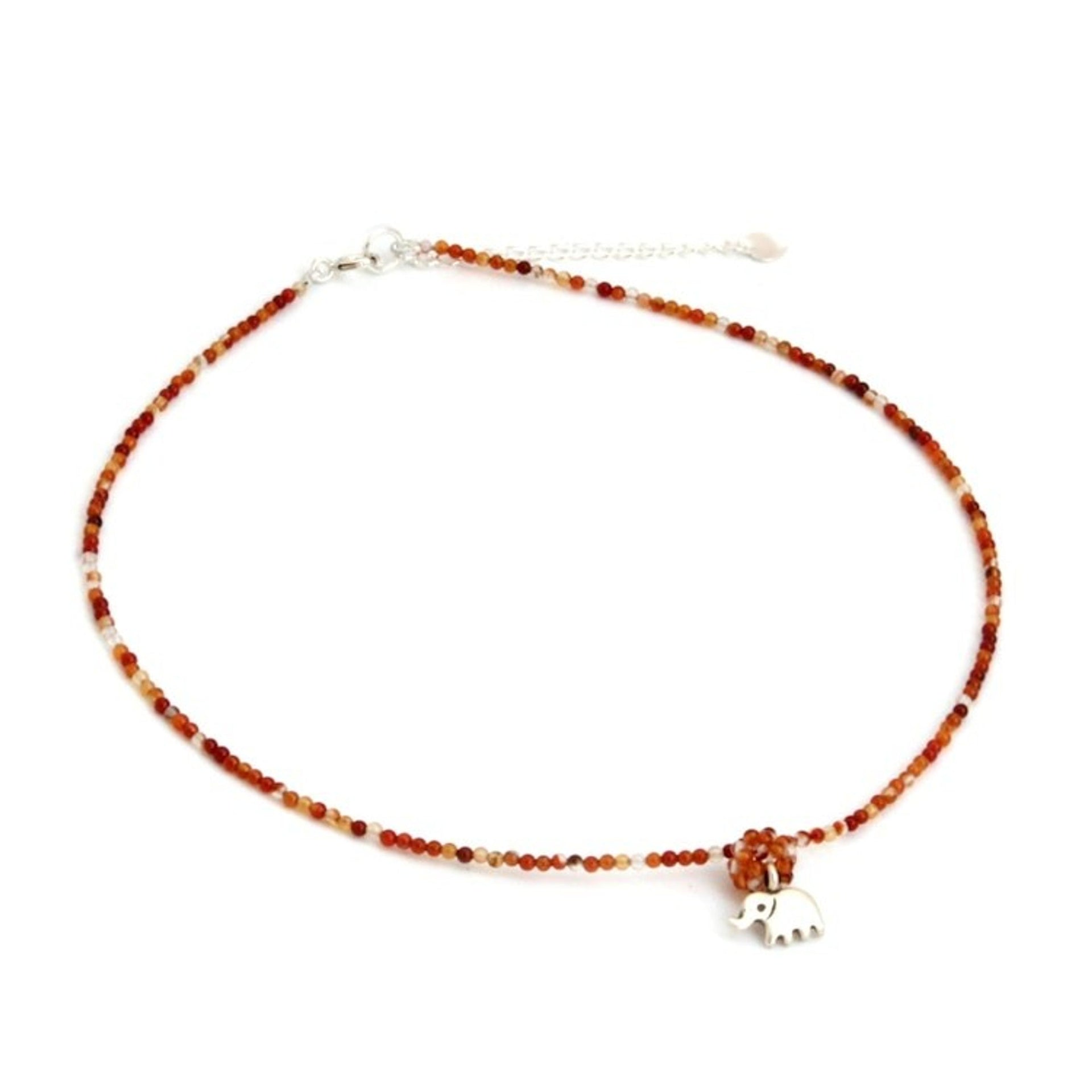 Hand Made Beaded Carnelian Necklace 'Elephantine Charm'