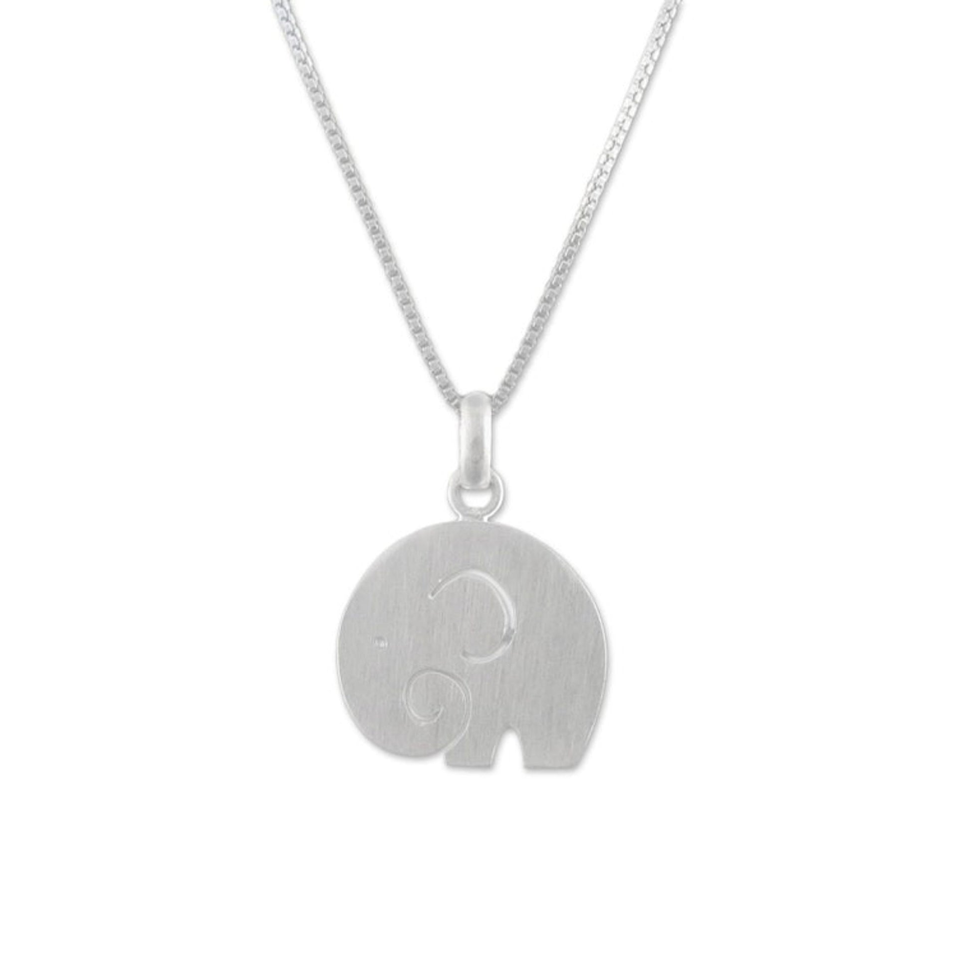 Openwork Sterling Silver Elephant Necklace from Thailand 'Elephant Cutie'