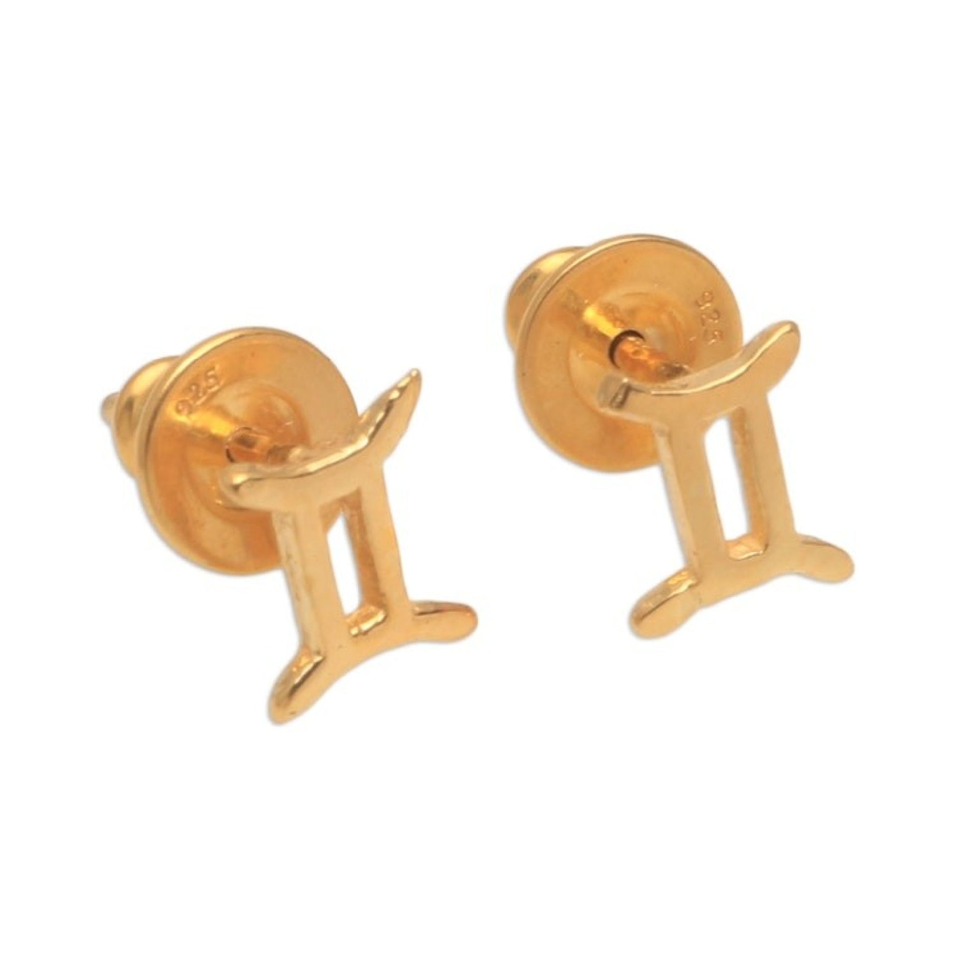 18k Gold Plated Sterling Silver Gemini Stud Earrings 'Golden Gemini'