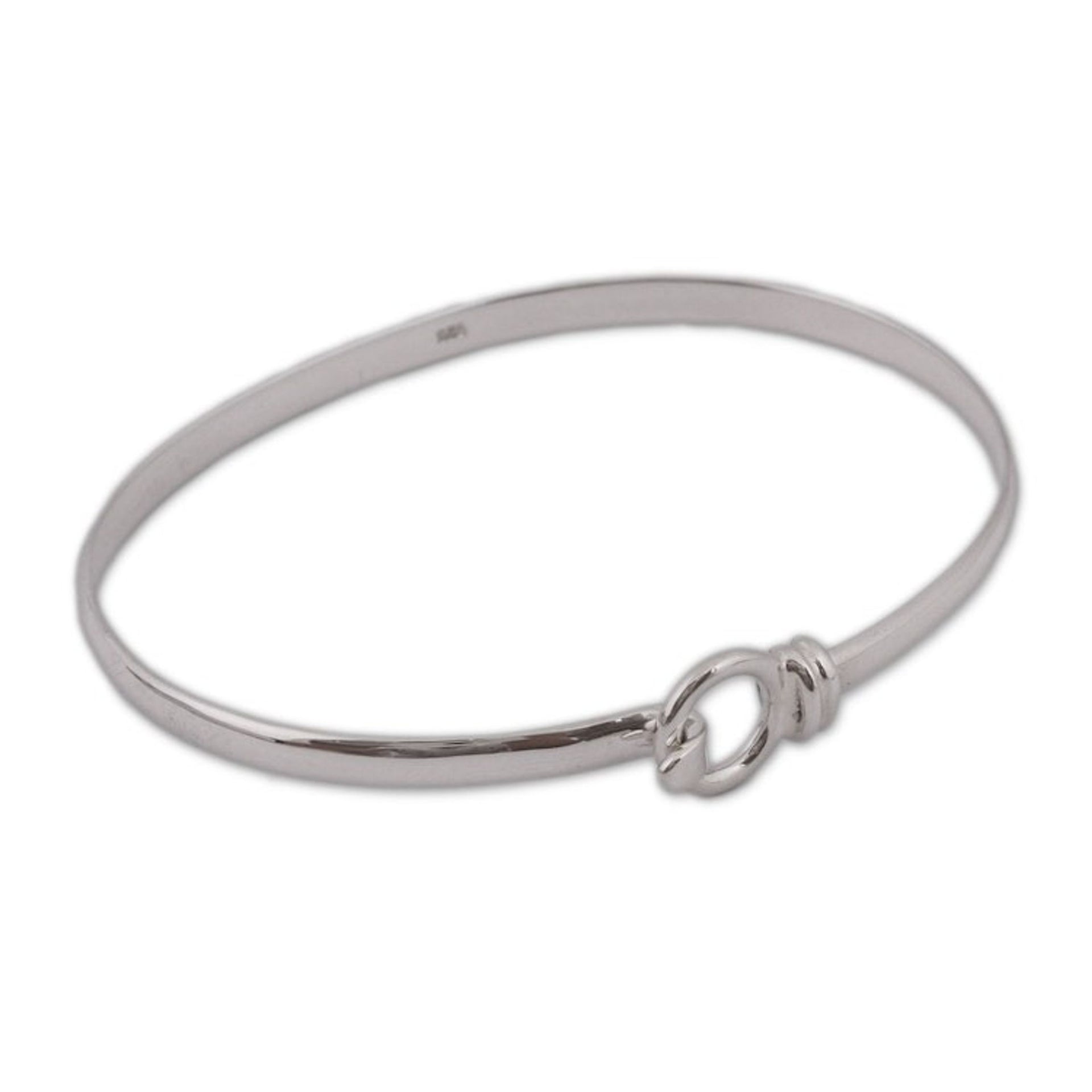 Artisan Crafted Sterling Silver Bangle Bracelet from Mexico 'Ethereal Gleam'