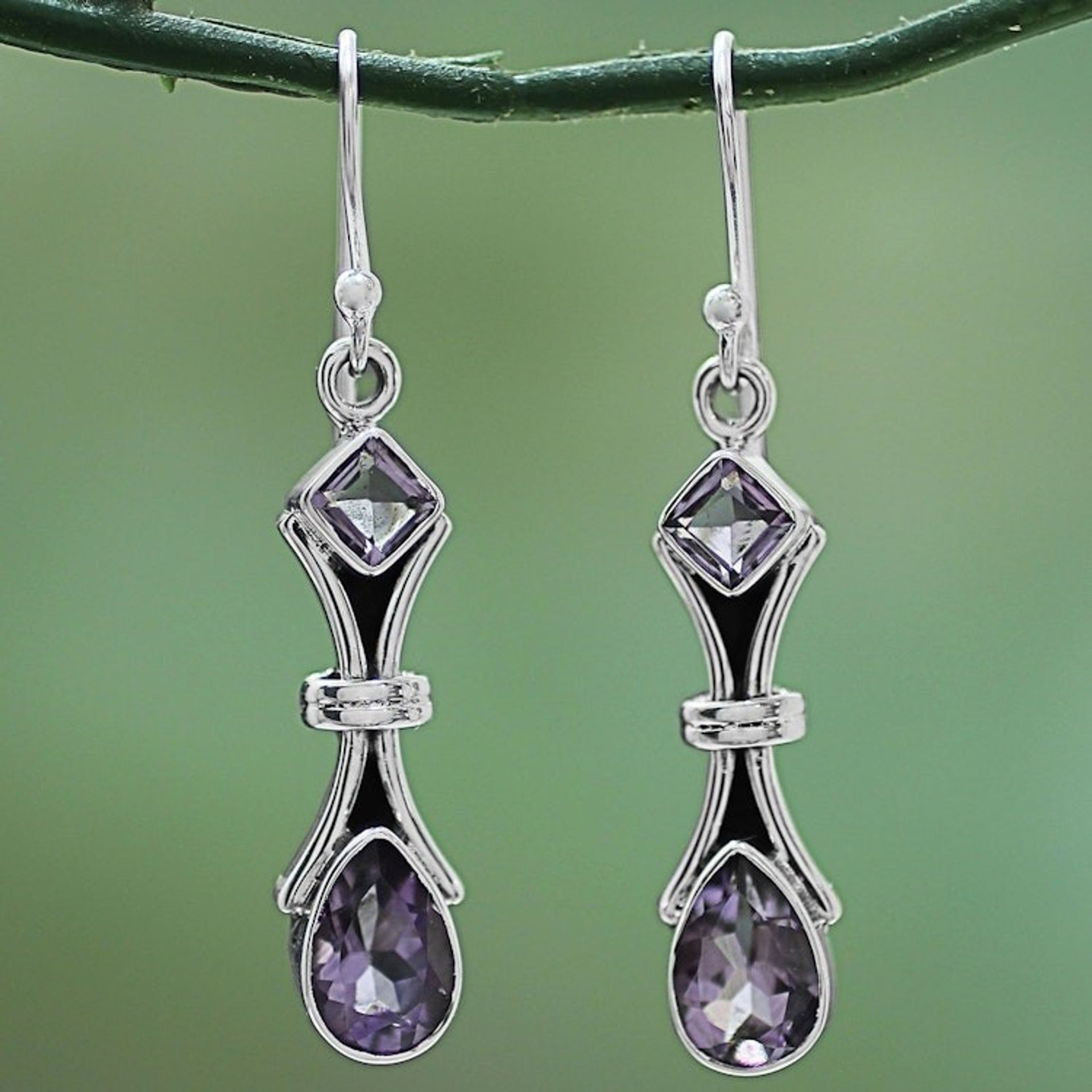 2.5 Carat Amethyst and Sterling Silver Earrings from India 'Magical Lilac'