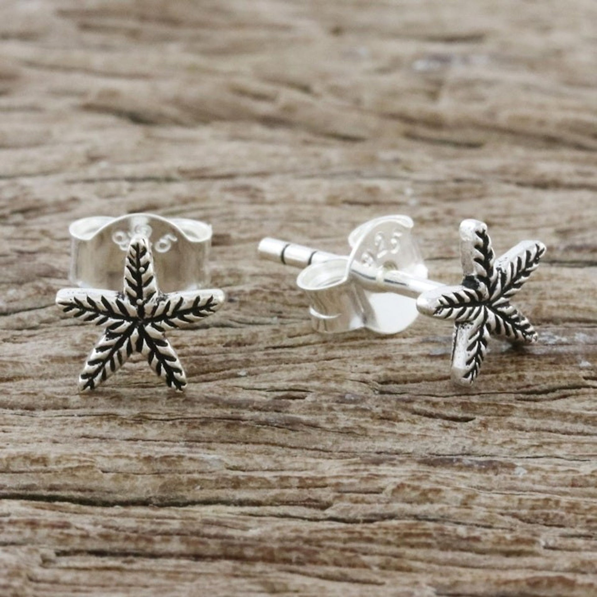 Sterling Silver Starfish Stud Earrings from Thailand 'Starfish Charm'