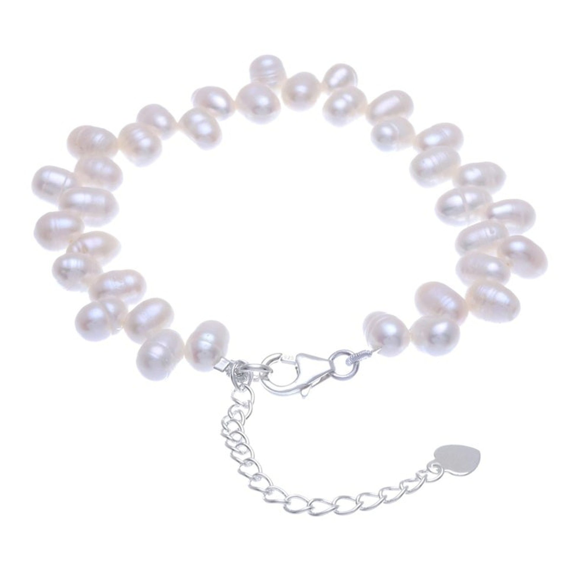 Hand Made Sterling Silver and Cultured Pearl Bracelet 'Sea Breath in White''
